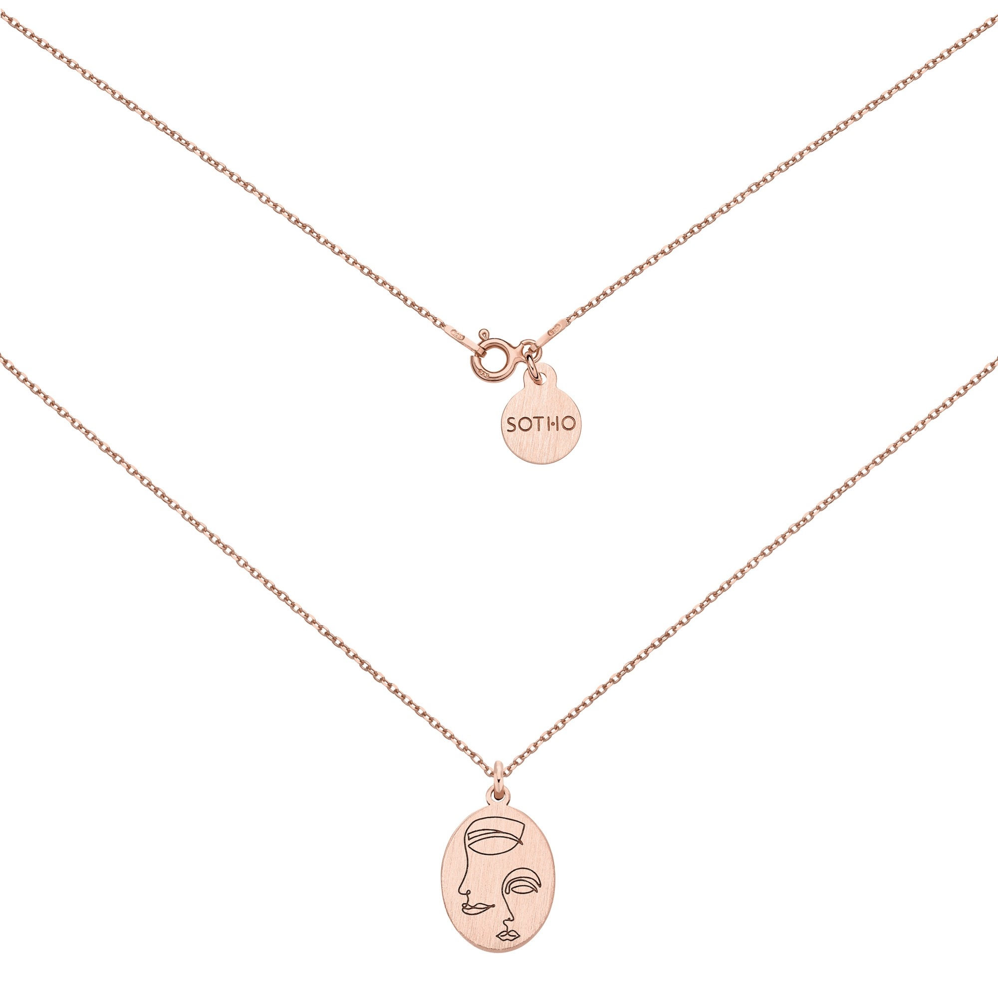 Medalion z różowego złota Face N°7 : Długość - 50 cm