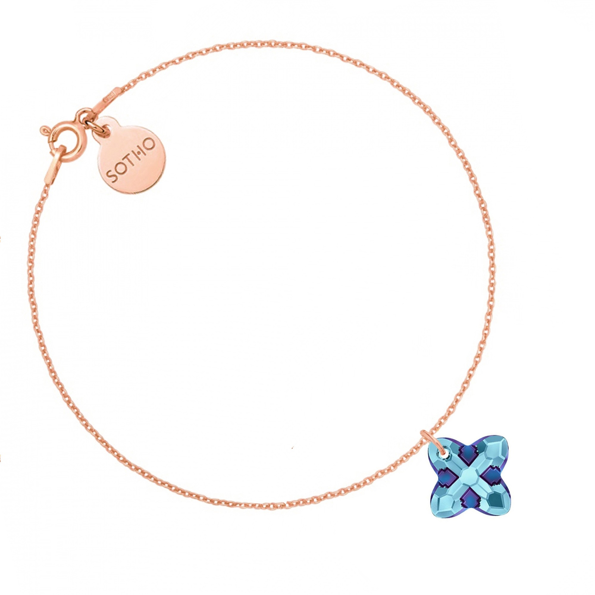 Bransoletka z różowego złota z kryształem SWAROVSKI® CRYSTAL w kolorze niebieskim