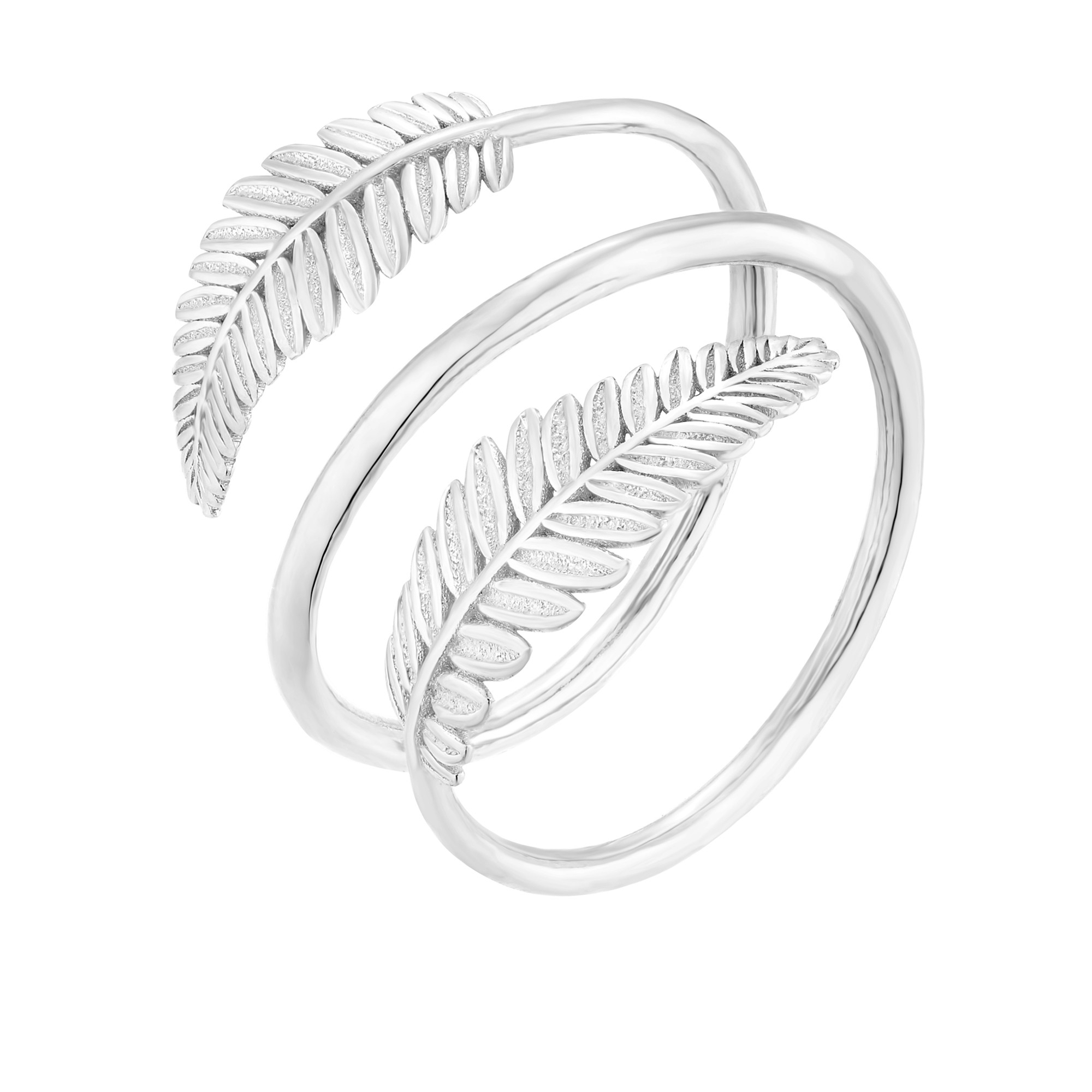 Srebrny potrójny pierścionek z liśćmi