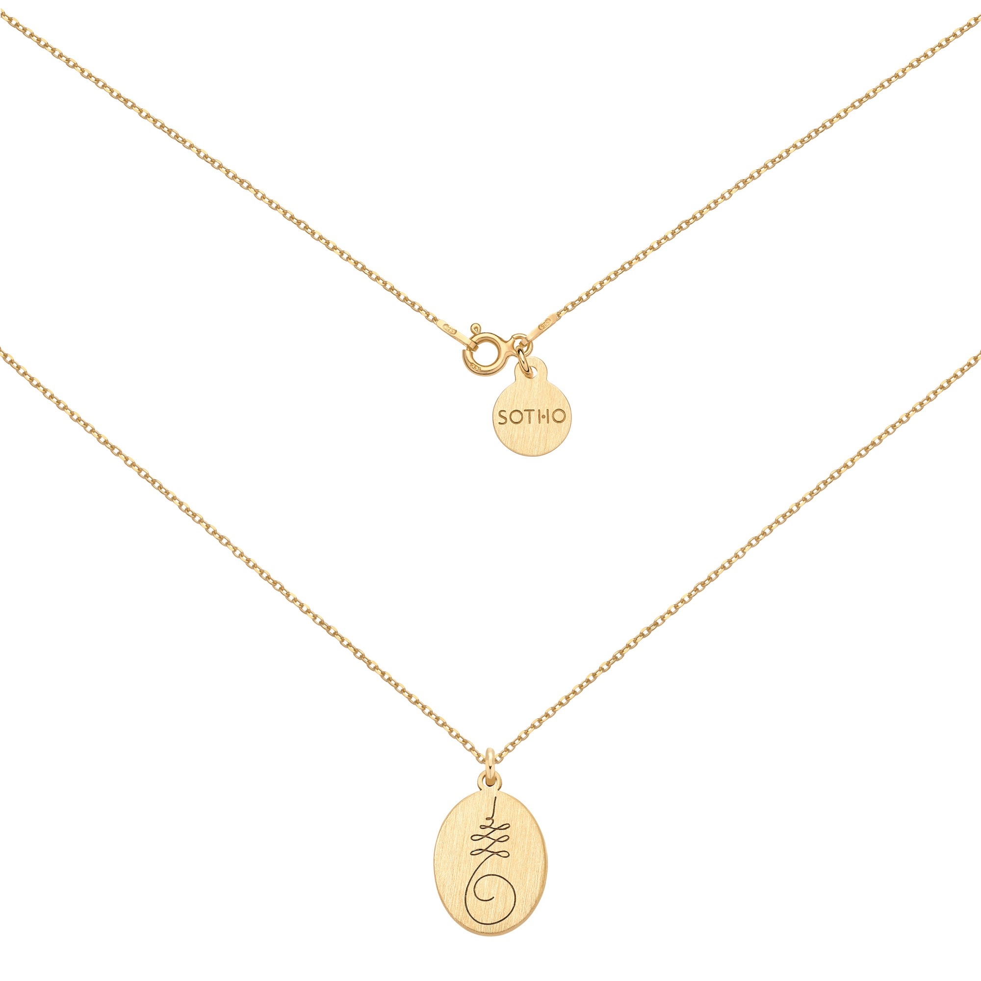 Złoty medalion z symbolem Unalome : Długość - 50 cm