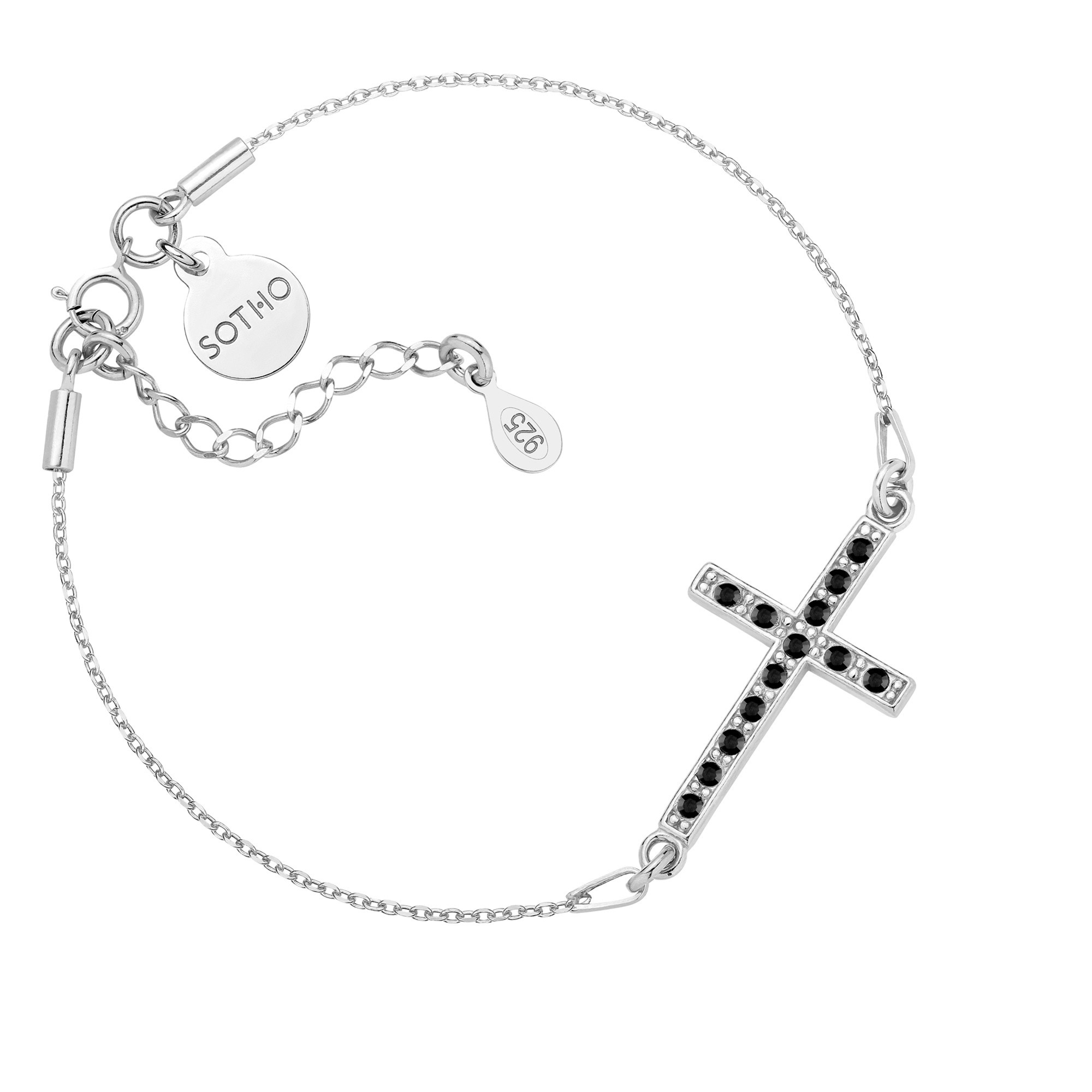 Srebrna bransoletka z krzyżem wysadzanym SWAROVSKI® CRYSTAL