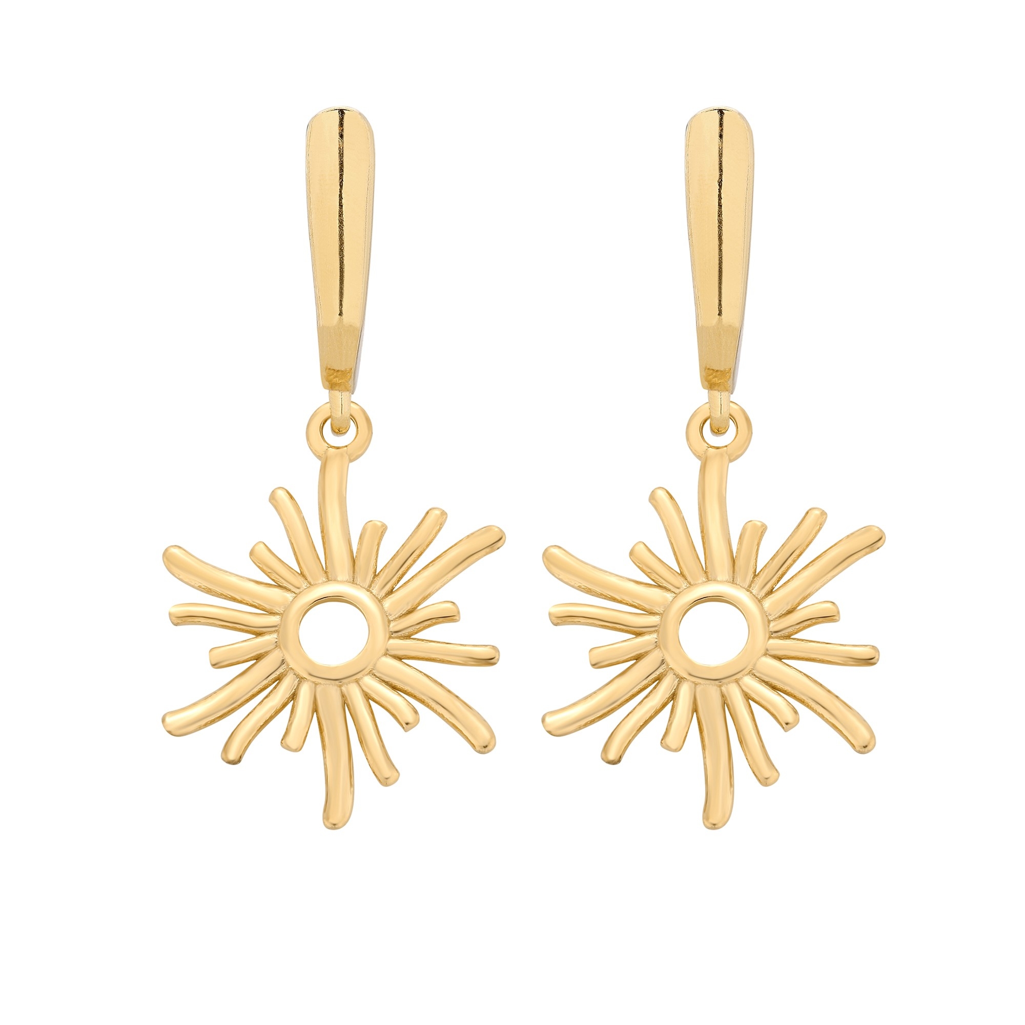 Złote kolczyki ze słoneczkami
