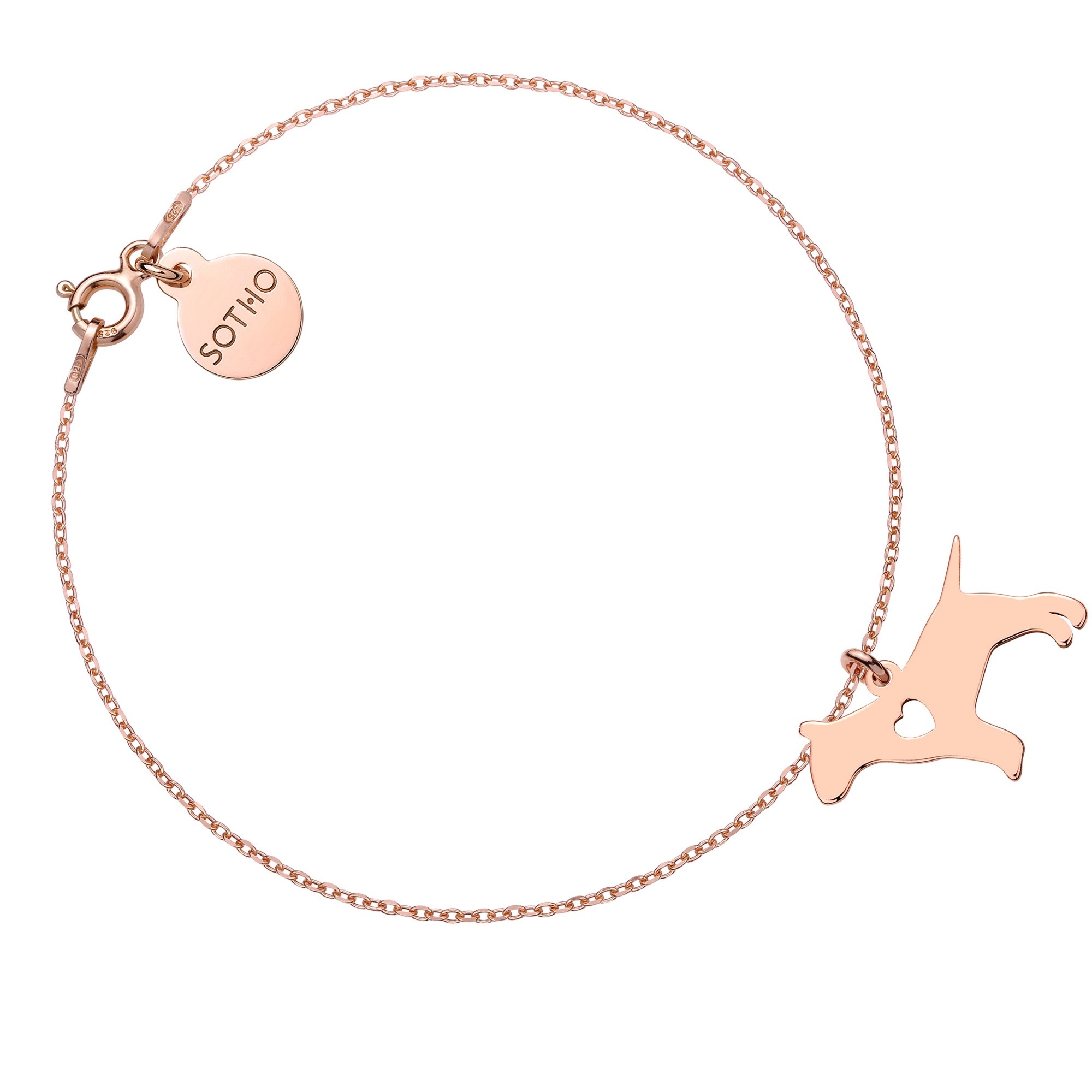 Bransoletka z różowego złota z psem rasy bulterier