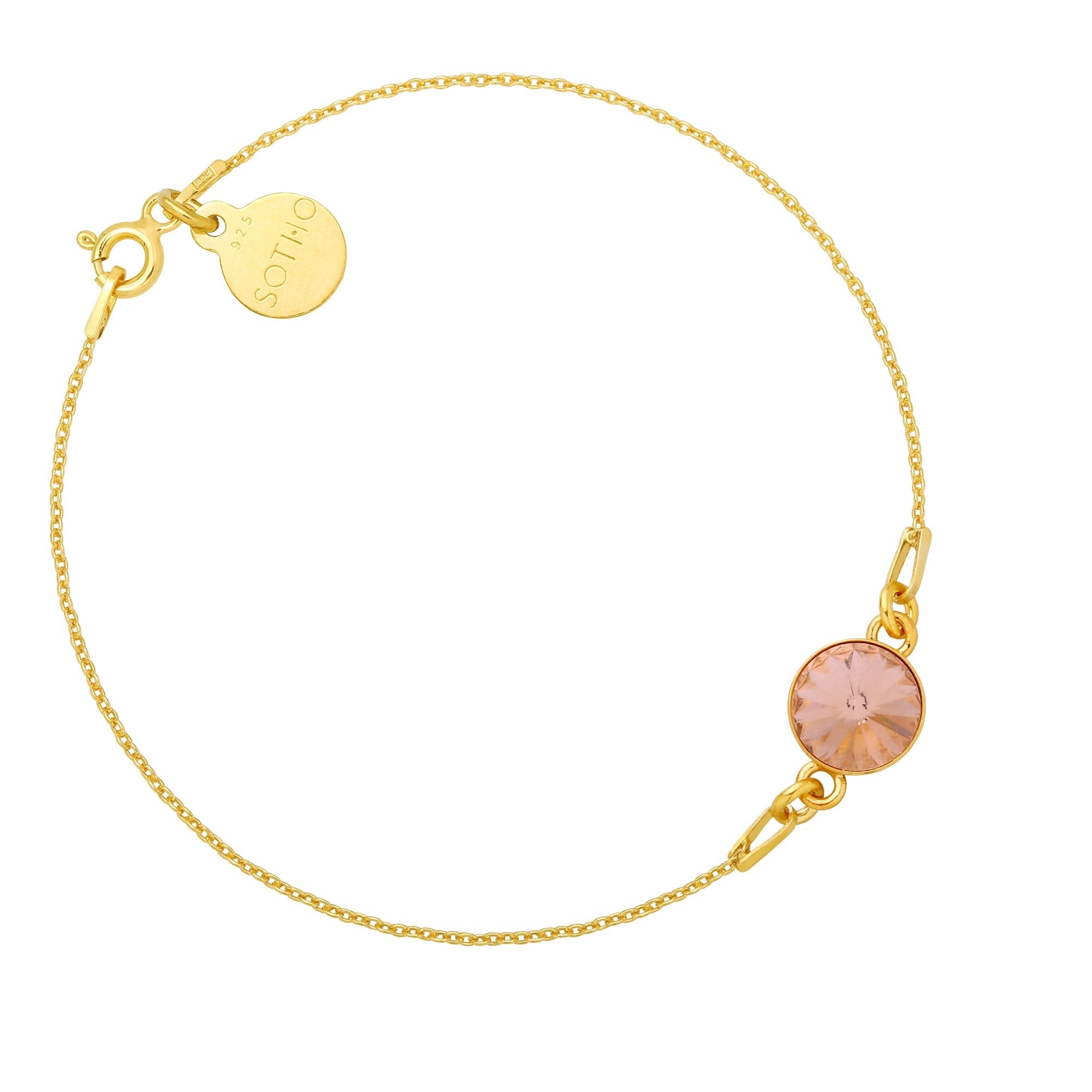 Złota bransoletka z łososiowym pastelowym kryształem SWAROVSKI® CRYSTAL