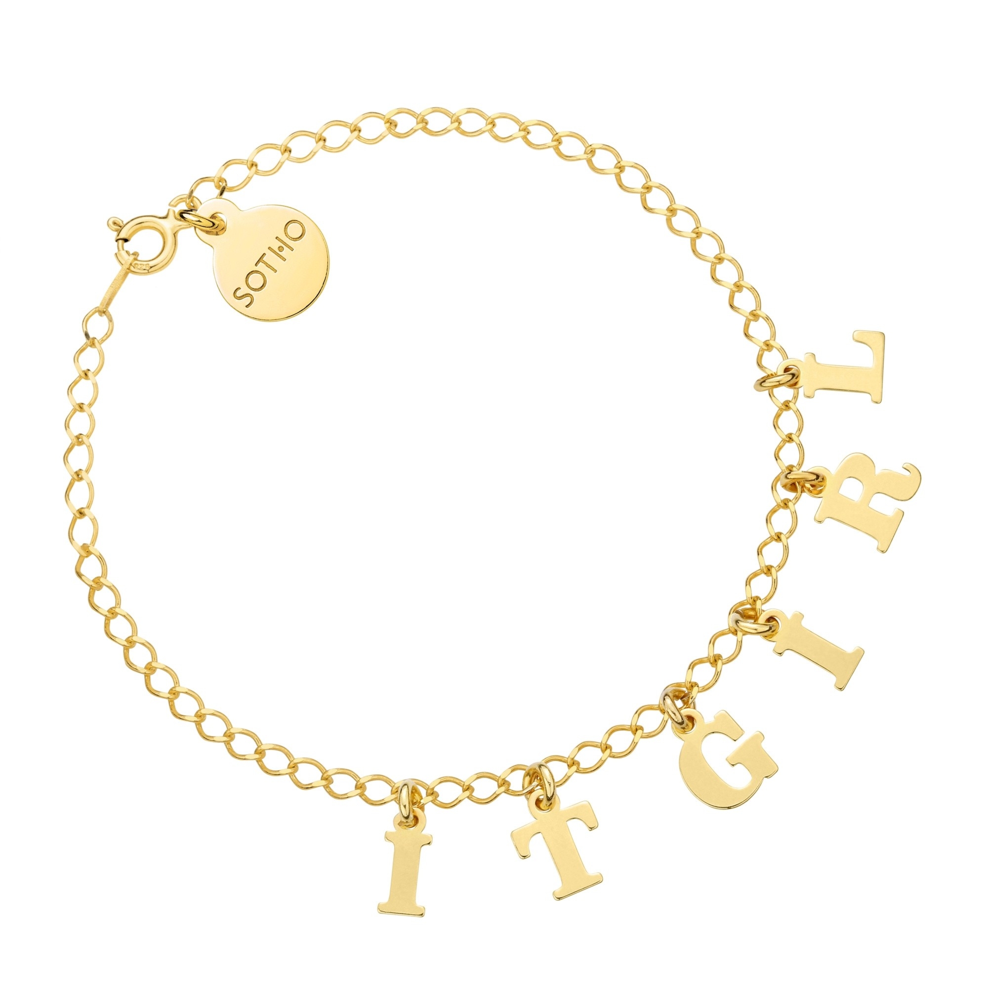 Złota bransoletka z literkami i cyferkami : Ilość liter - 11