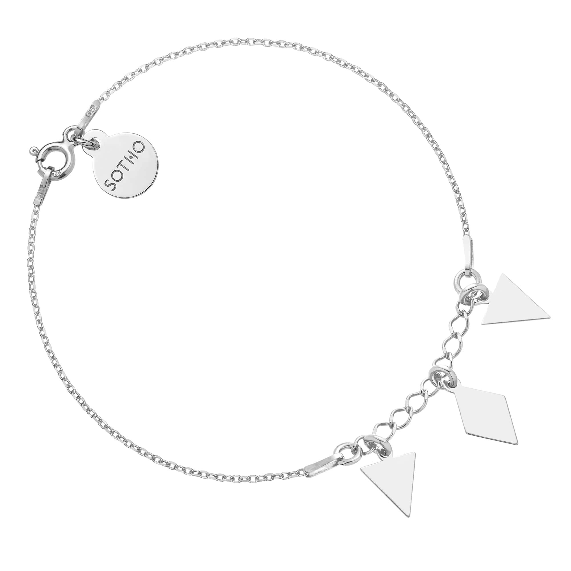 Srebrna bransoletka z trójkątami i rombem