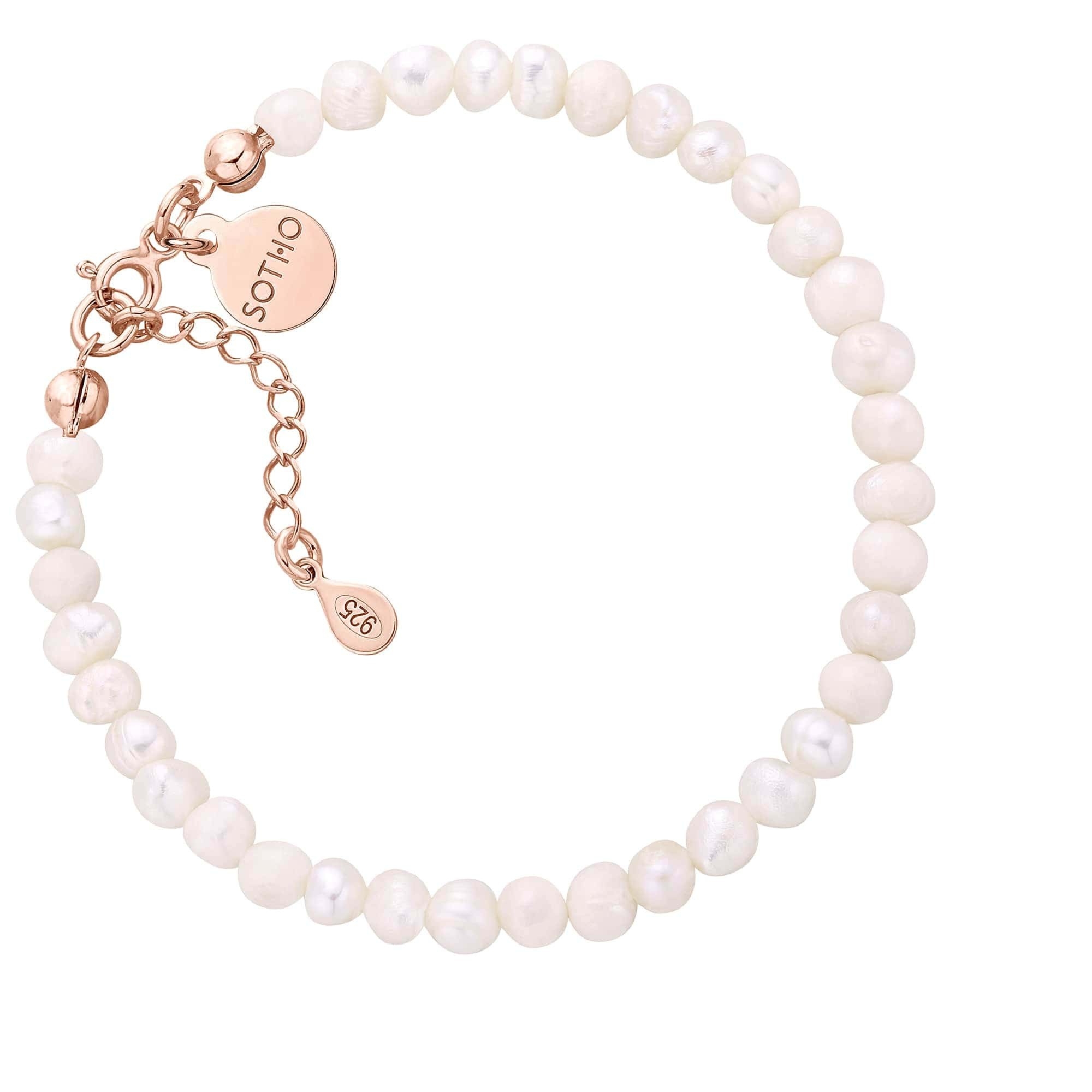 Bransoletka z pereł naturalnych wykończona różowym złotem