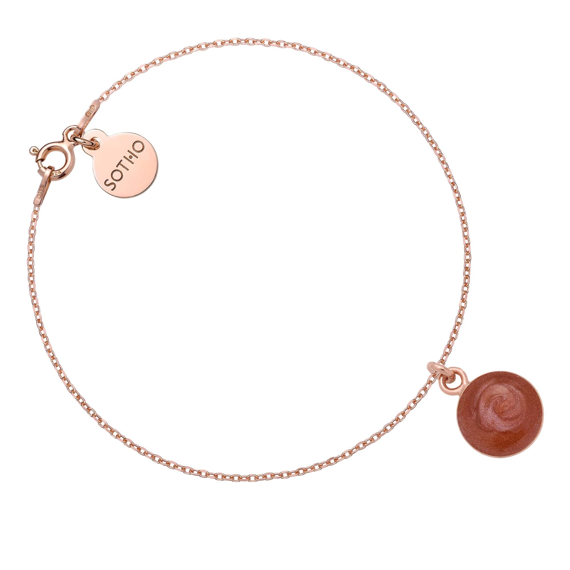 Bransoletka z różowego złota z bordową żywicą