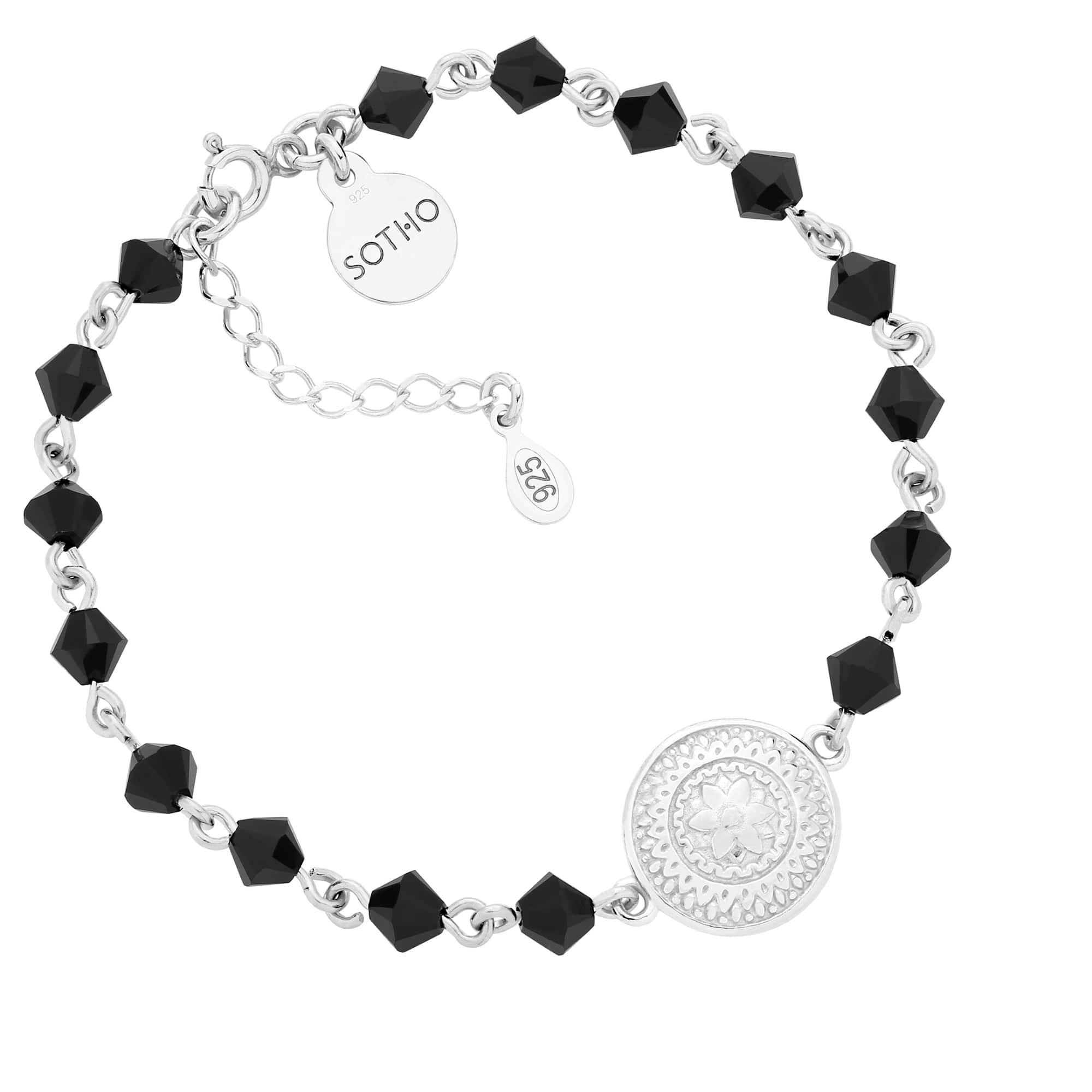 Srebrna bransoletka z medalionem i kryształami SWAROVSKI® CRYSTAL