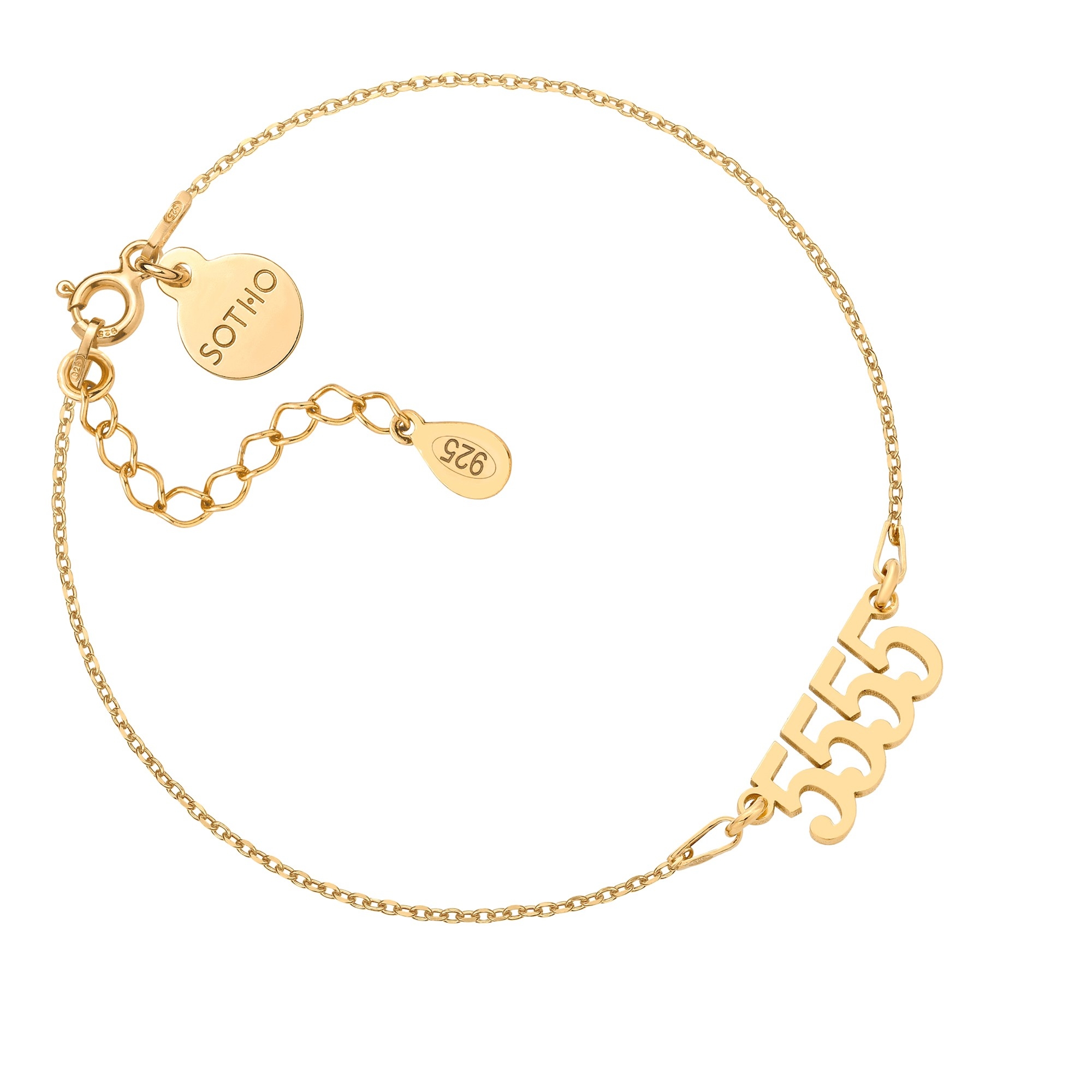 Złota bransoletka z liczbami anielskimi : liczby anielskie 4 - 5555