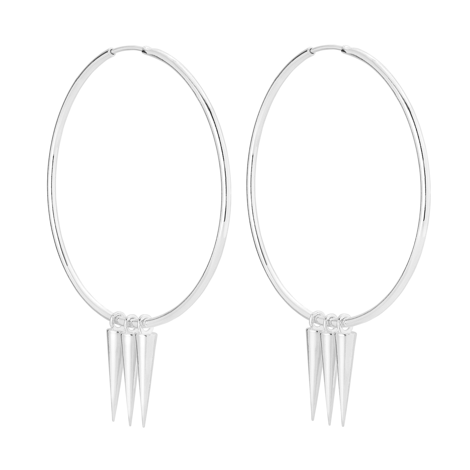 Srebrne kolczyki duże koła z kłami