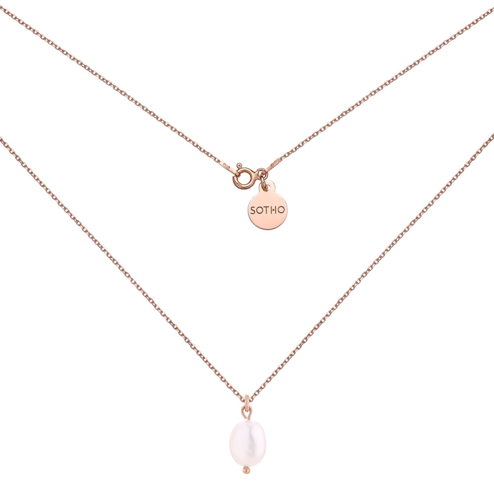 Naszyjnik z różowego złota z naturalną perłą : Długość - 50 cm