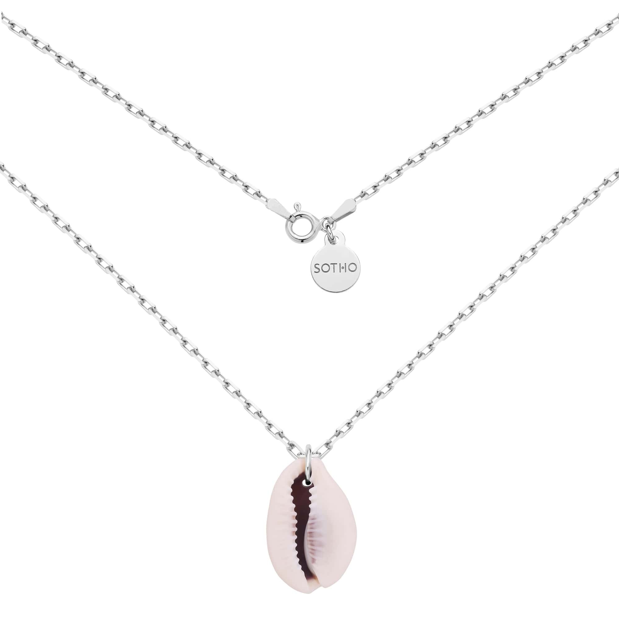 Srebrny masywny łańcuszek z muszelką : Długość - 50 cm