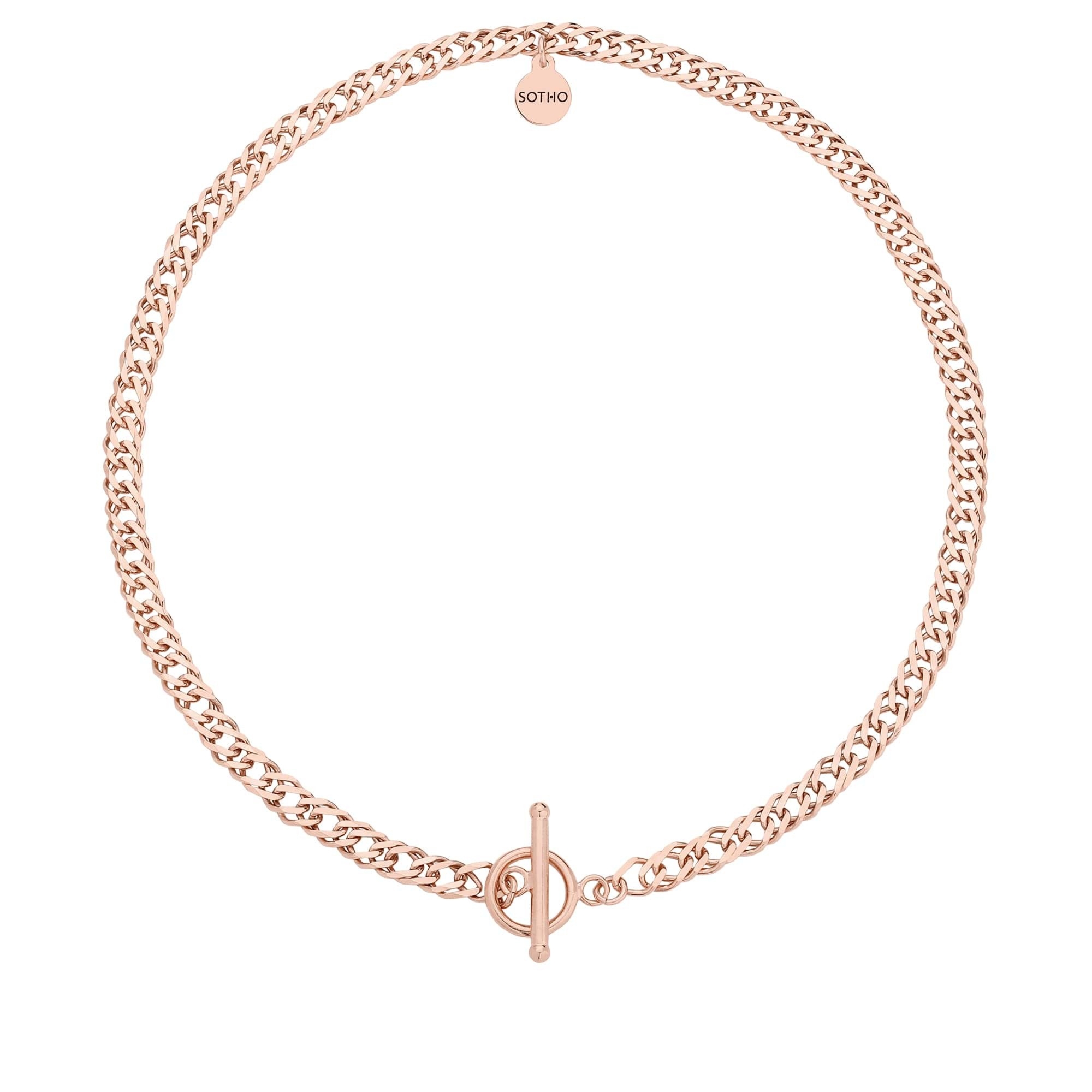 Masywny łańcuch z ozdobnym zapięciem z różowego złota : Długość - 50 cm