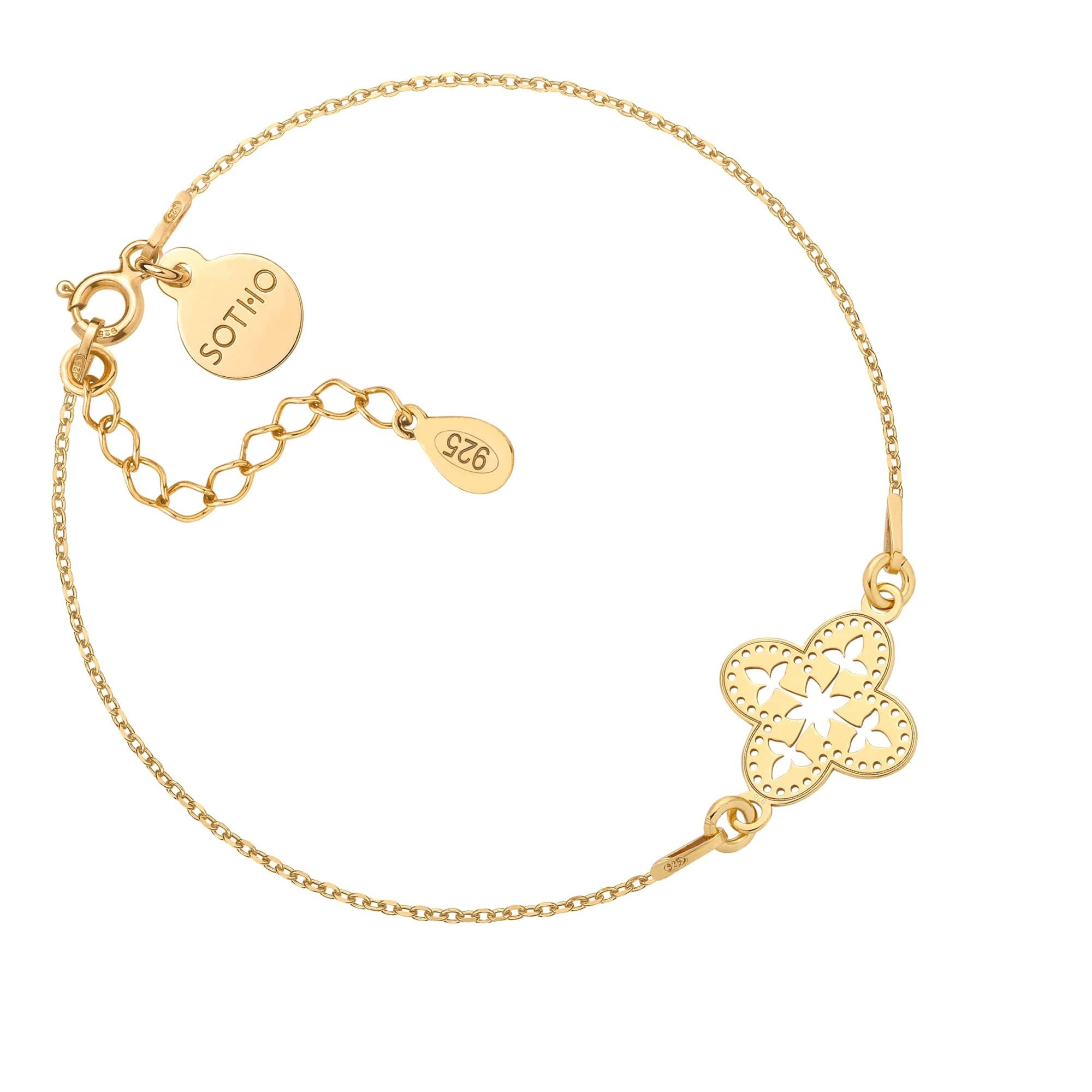 Złota bransoletka z ażurową rozetką