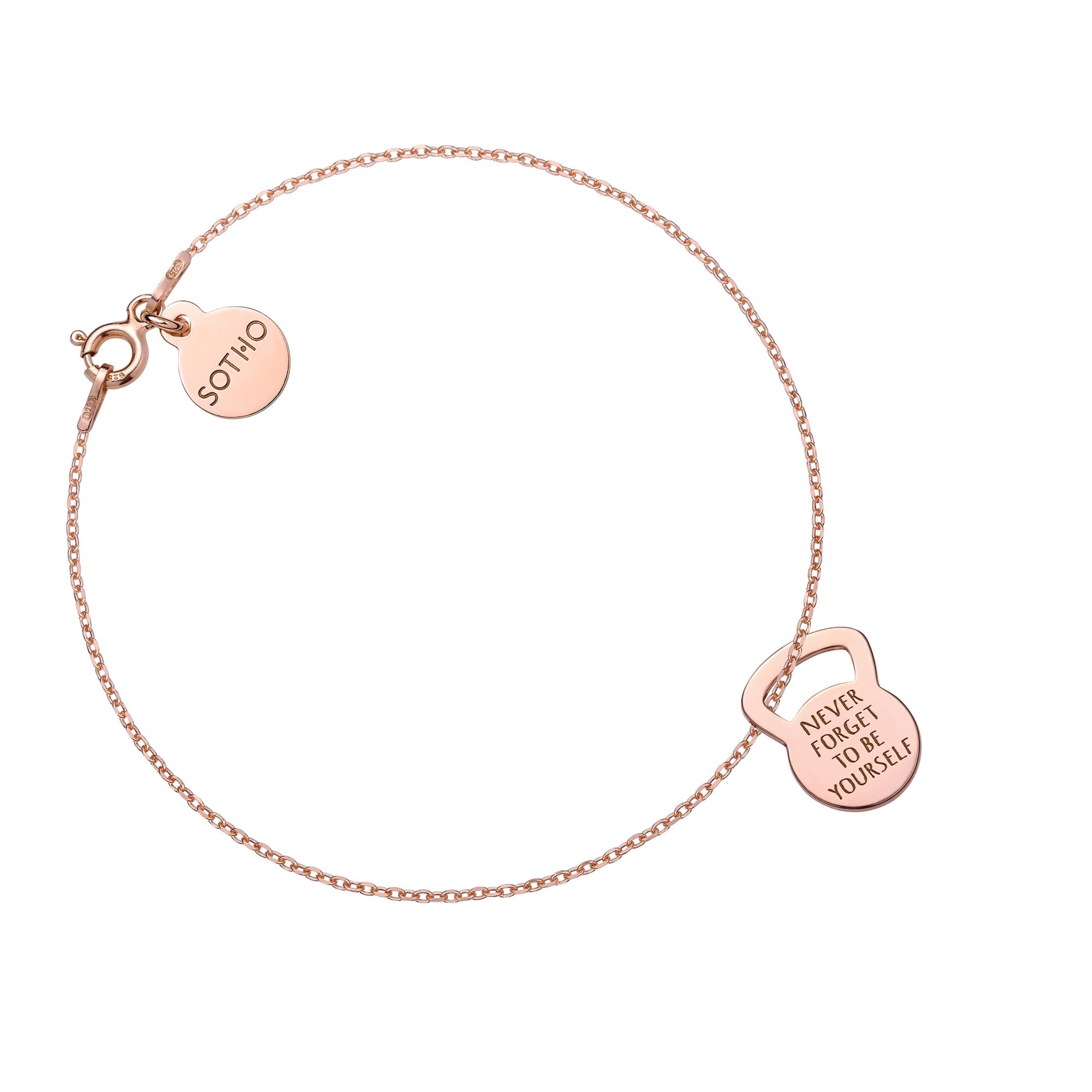 Bransoletka z różowego złota kettlebell NEVER FORGET TO BE YOURSELF