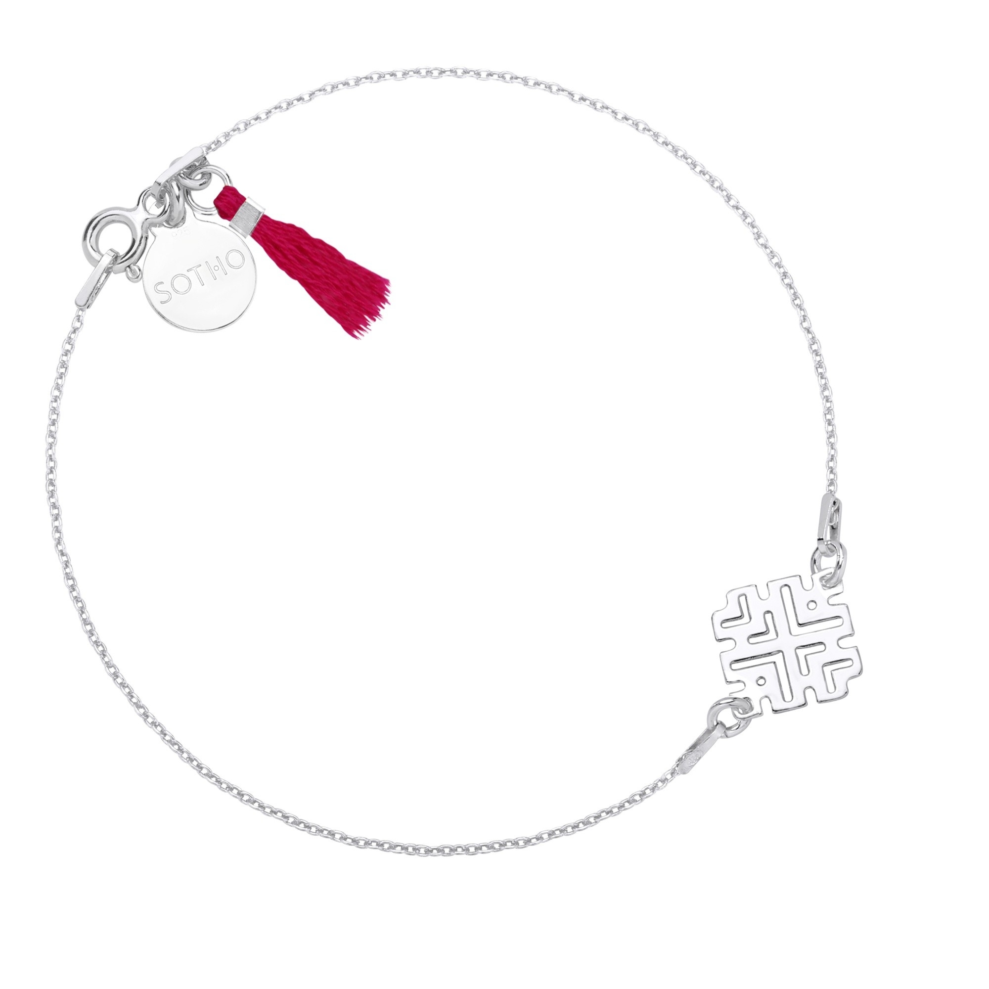 Srebrna bransoletka z rozetką zdobiona chwostem