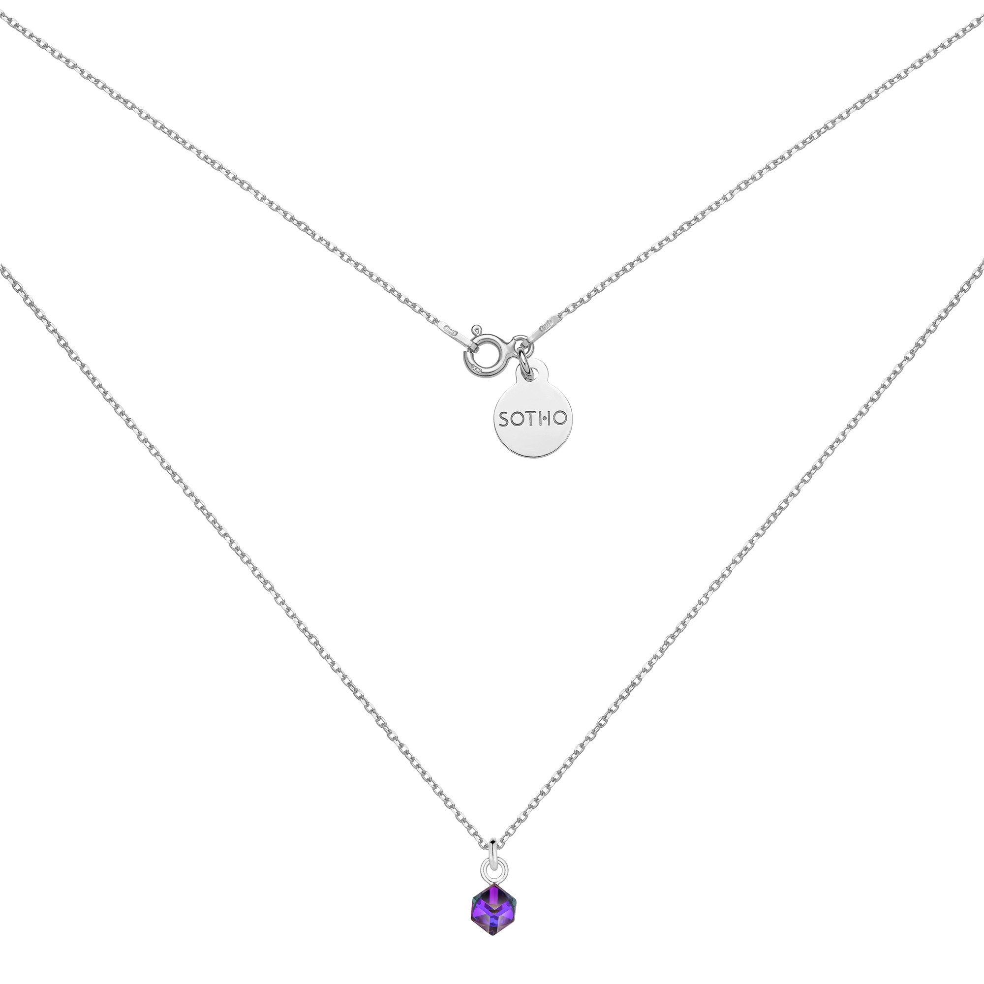 Srebrny naszyjnik z kryształkiem SWAROVSKI® CRYSTAL : Długość - 60 cm