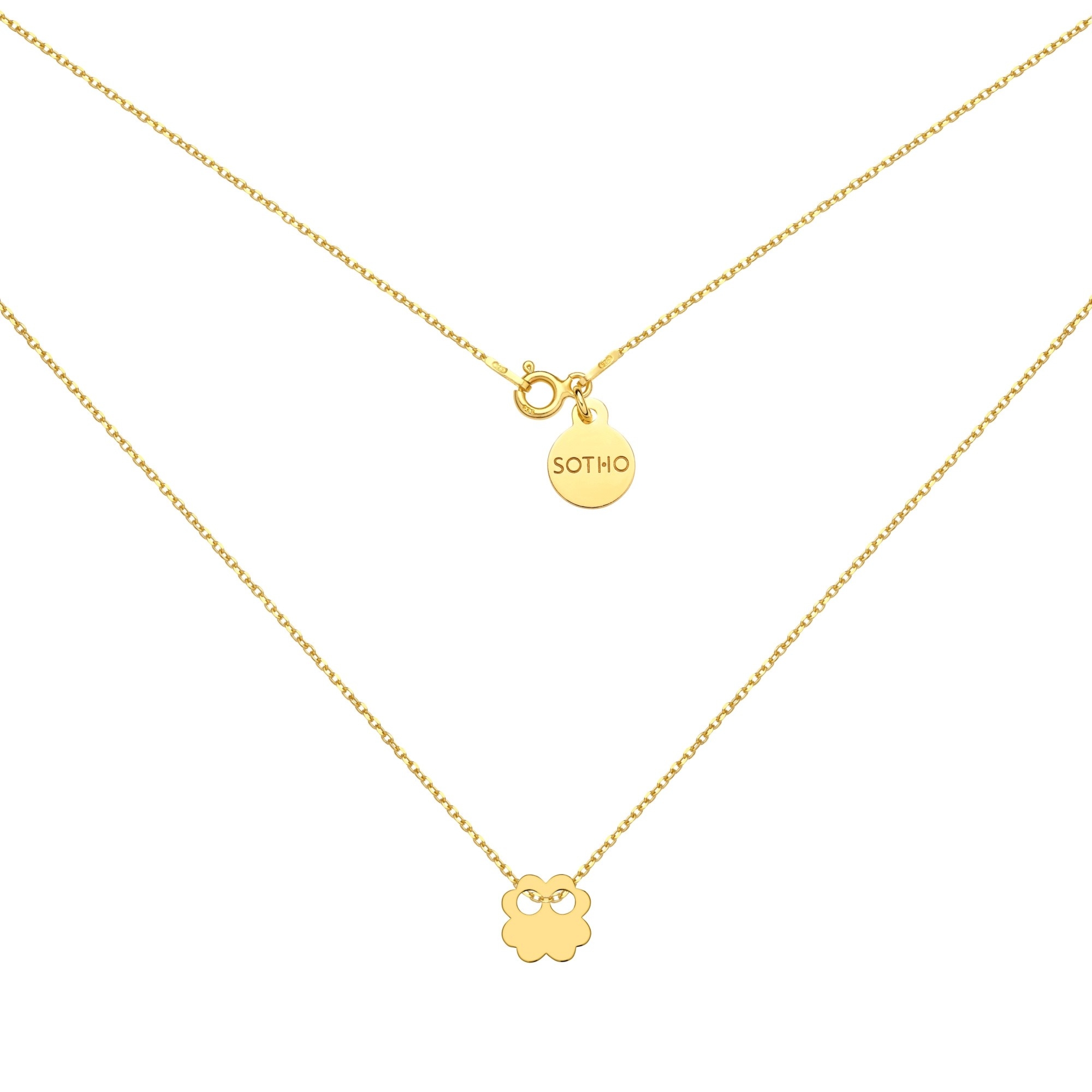 Złoty naszyjnik z koniczynką : Długość - 50 cm