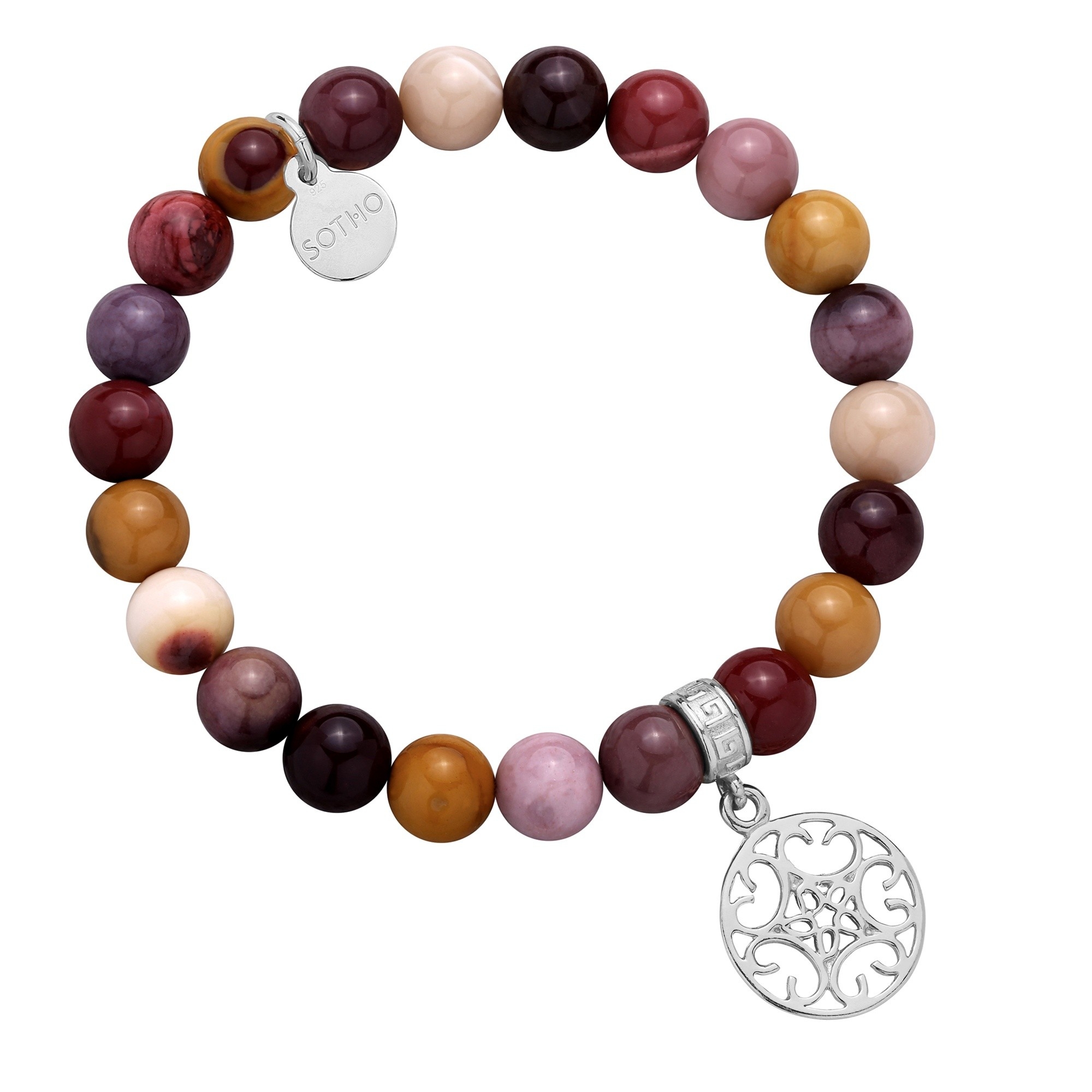 Bransoletka z mokaitu ze srebrną rozetką