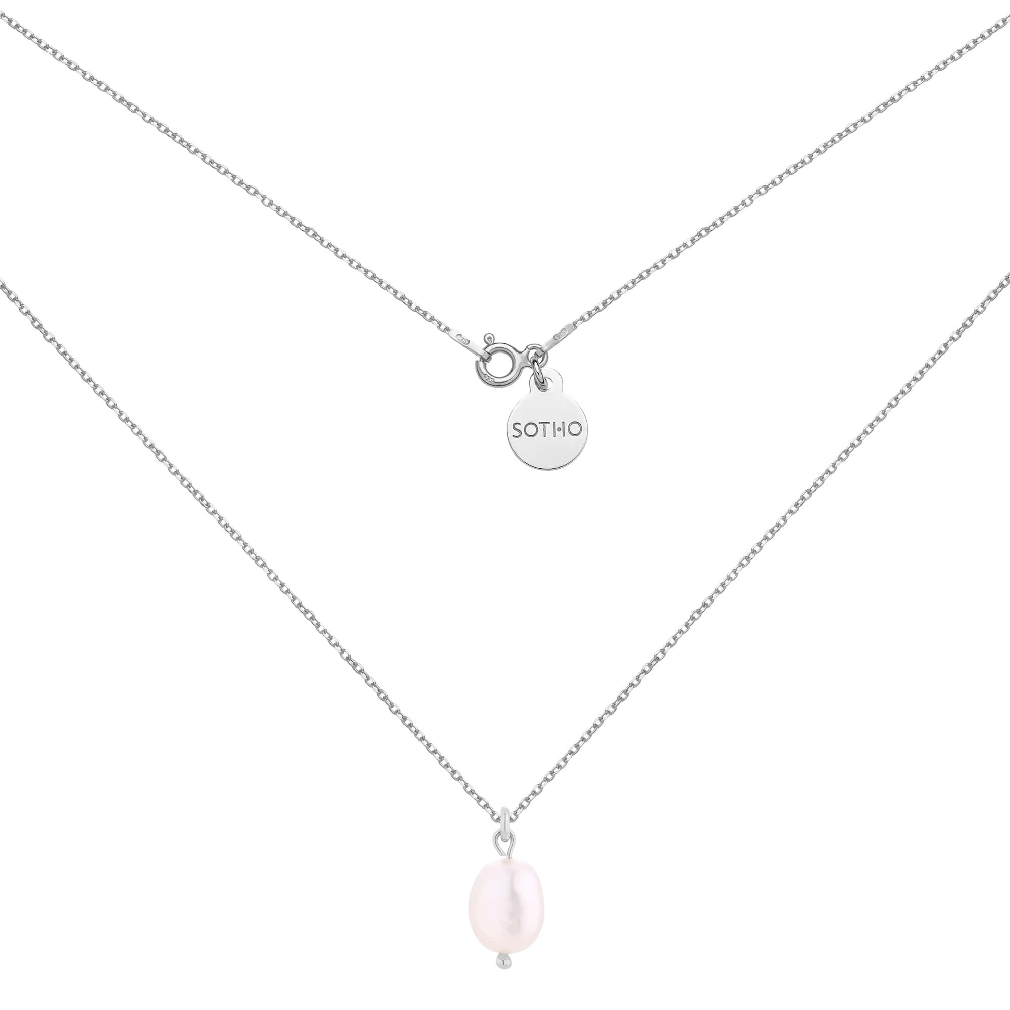 Srebrny naszyjnik z naturalną perłą : Długość - 50 cm