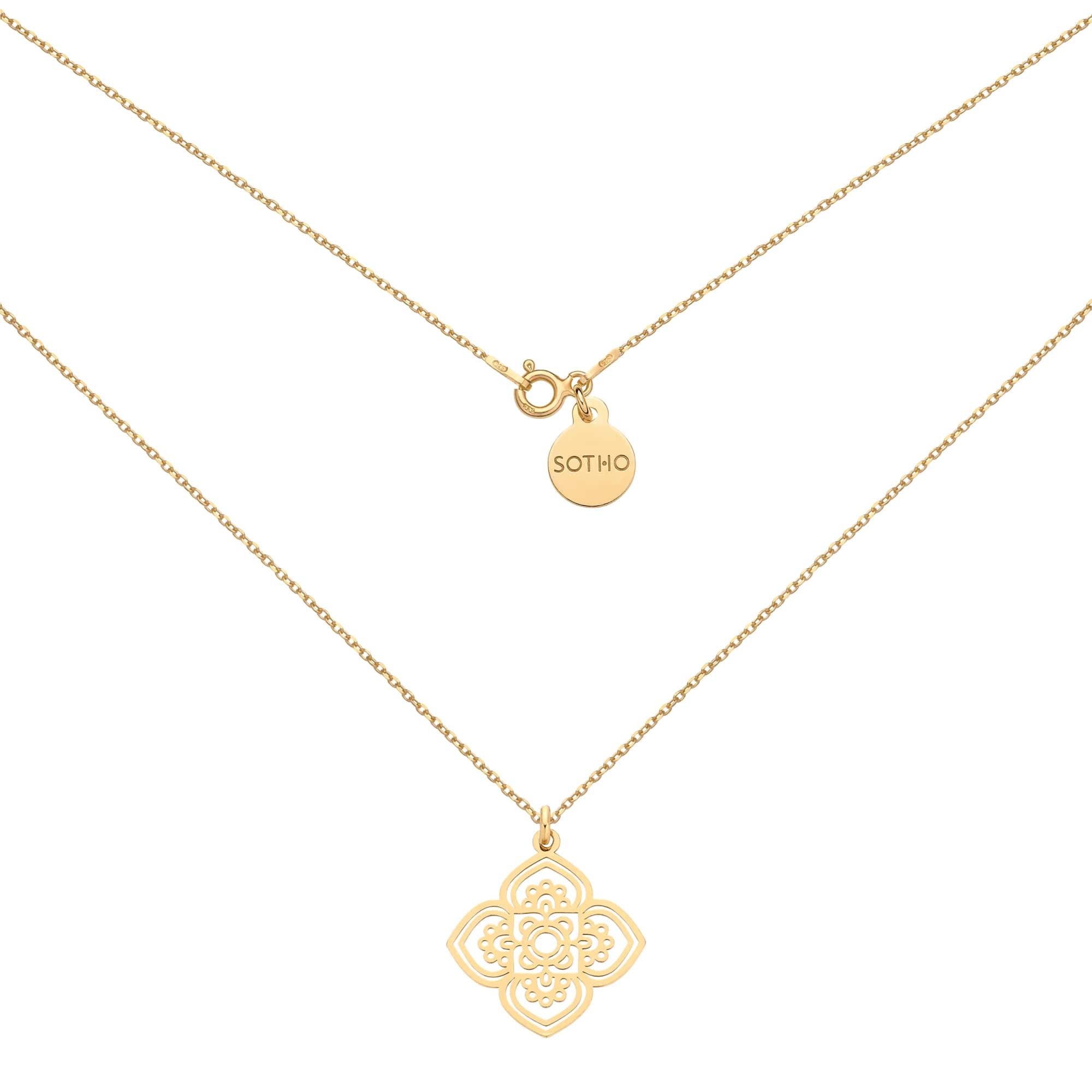 Złoty naszyjnik z dużą rozetą : Długość - 50 cm