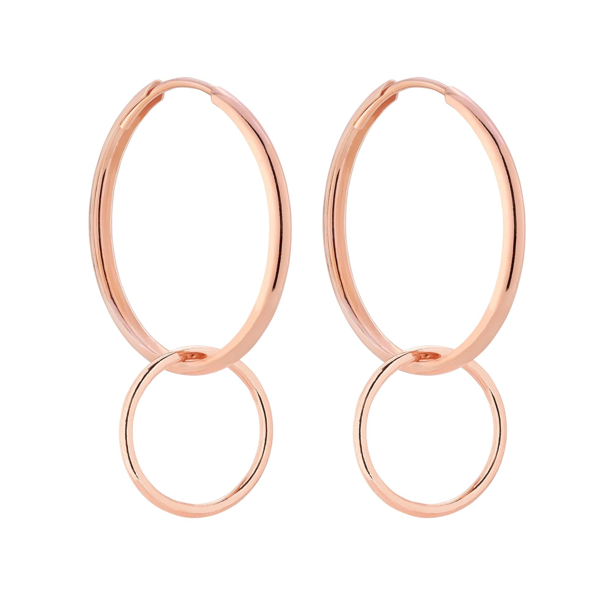 Kolczyki z różowego złota podwójne koła