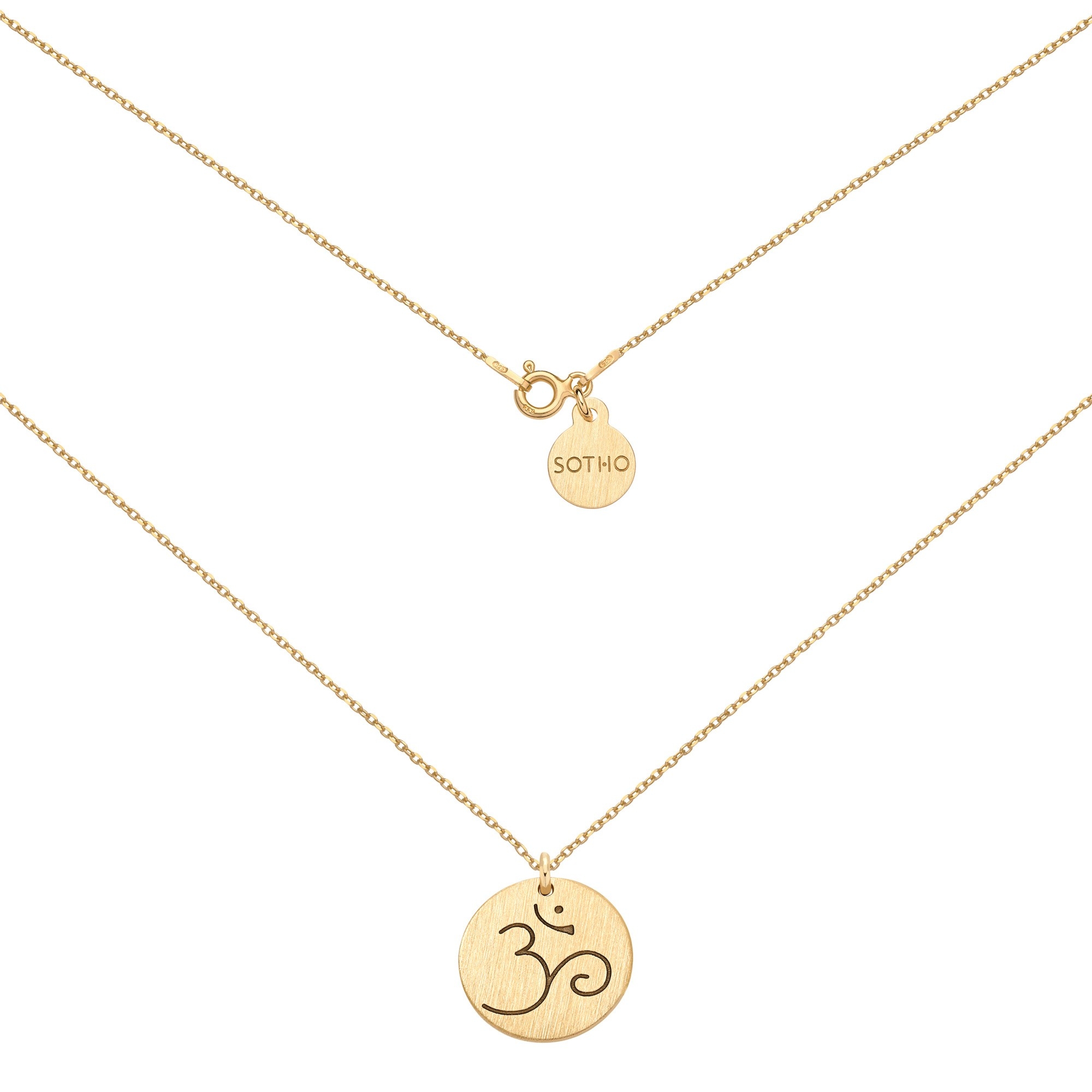 Złoty medalion z symbolem OM : Długość - 50 cm