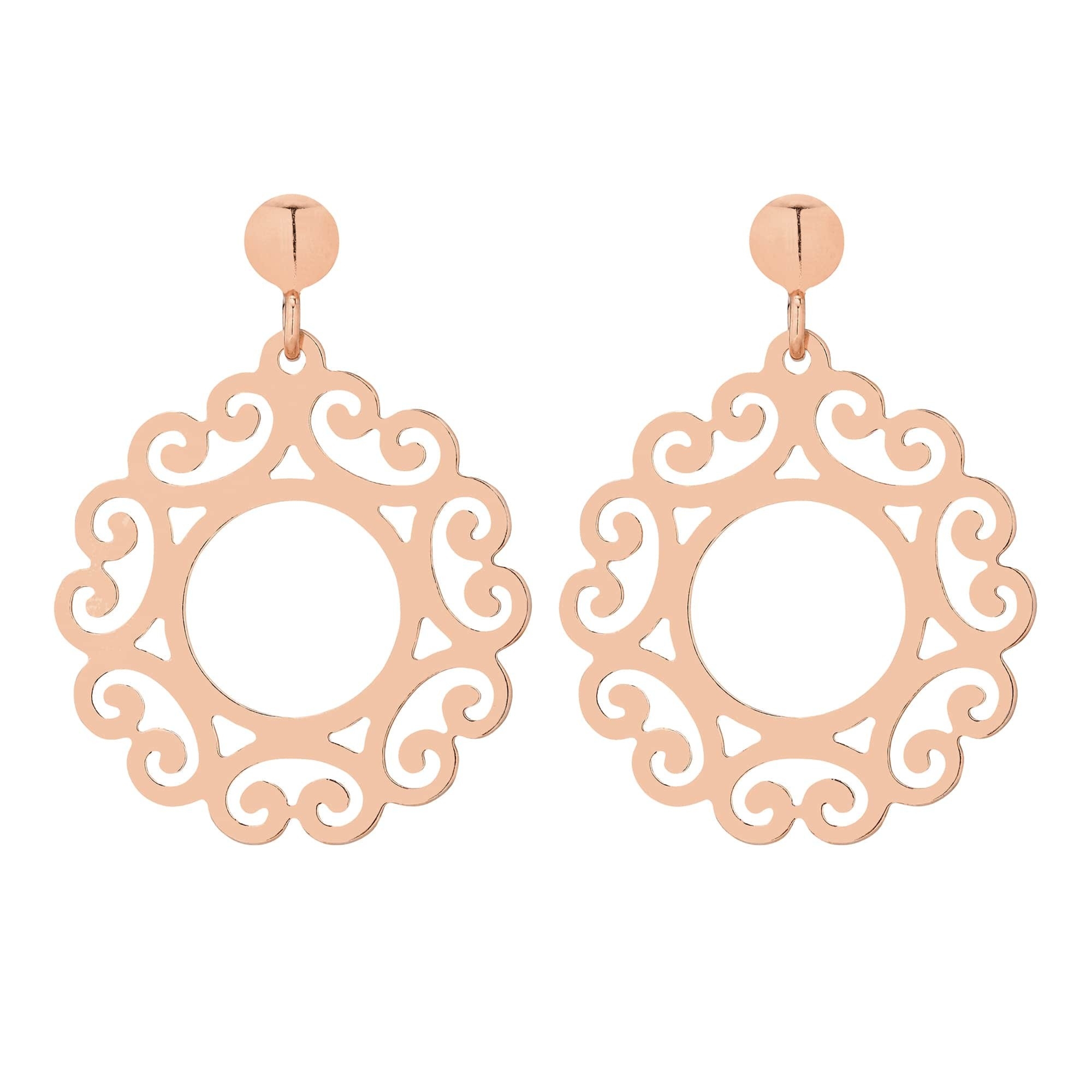 Duże kolczyki z rozetą z różowego złota