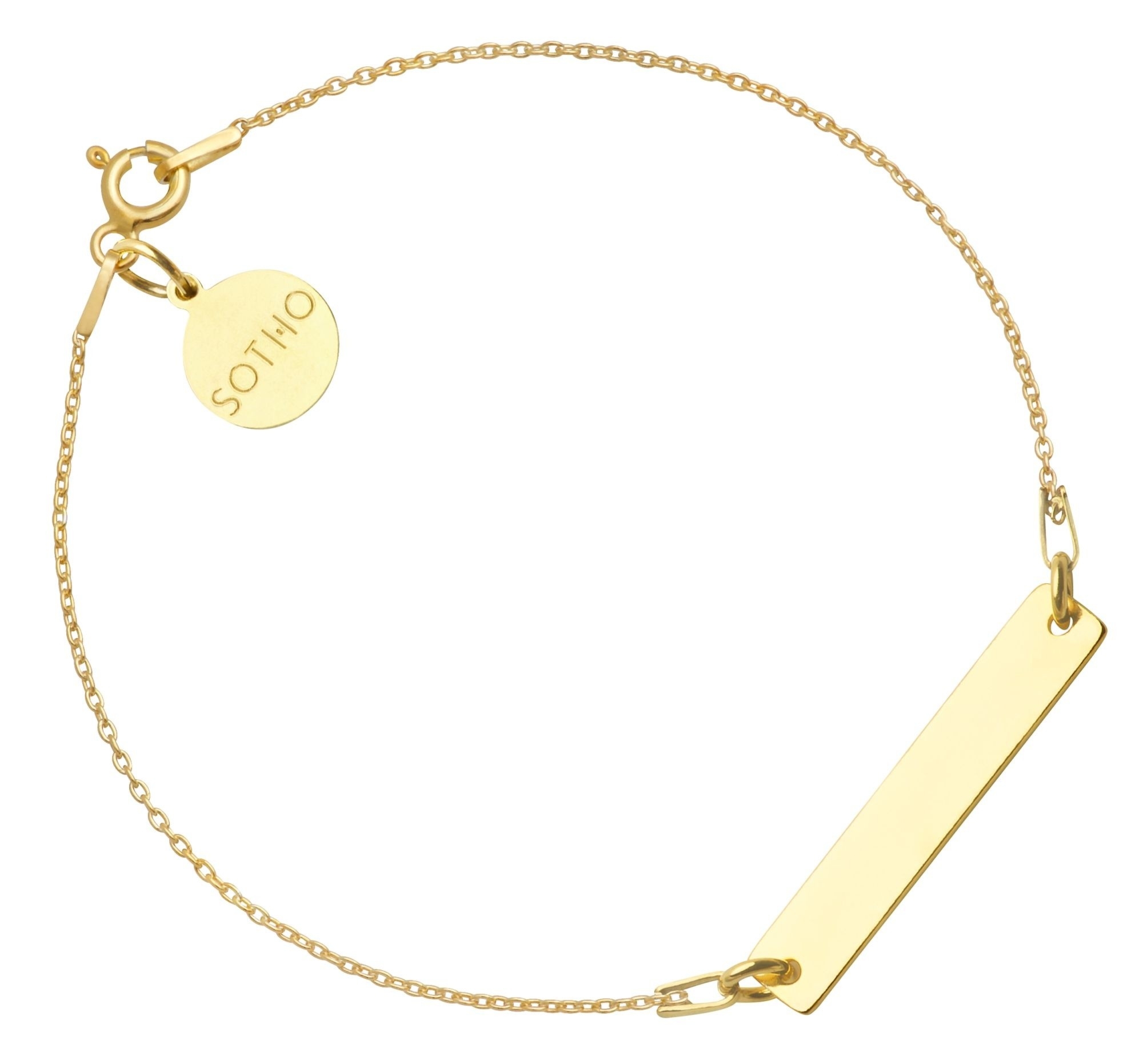 Złota bransoletka z prostokątną blaszką