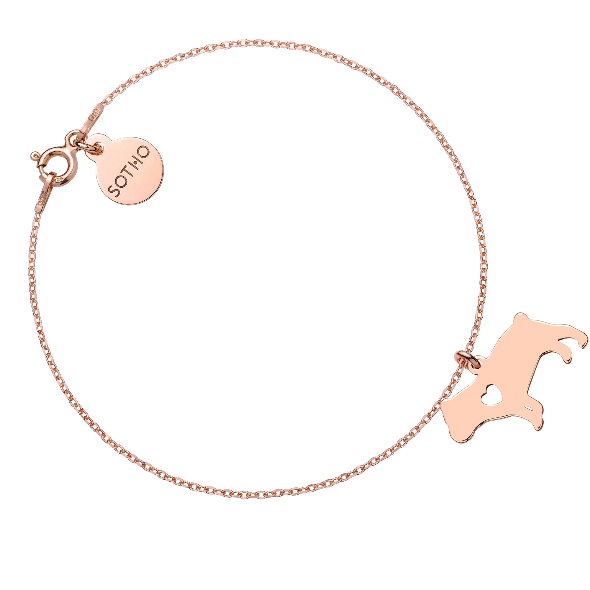 Bransoletka z różowego złota z psem rasy buldog angielski