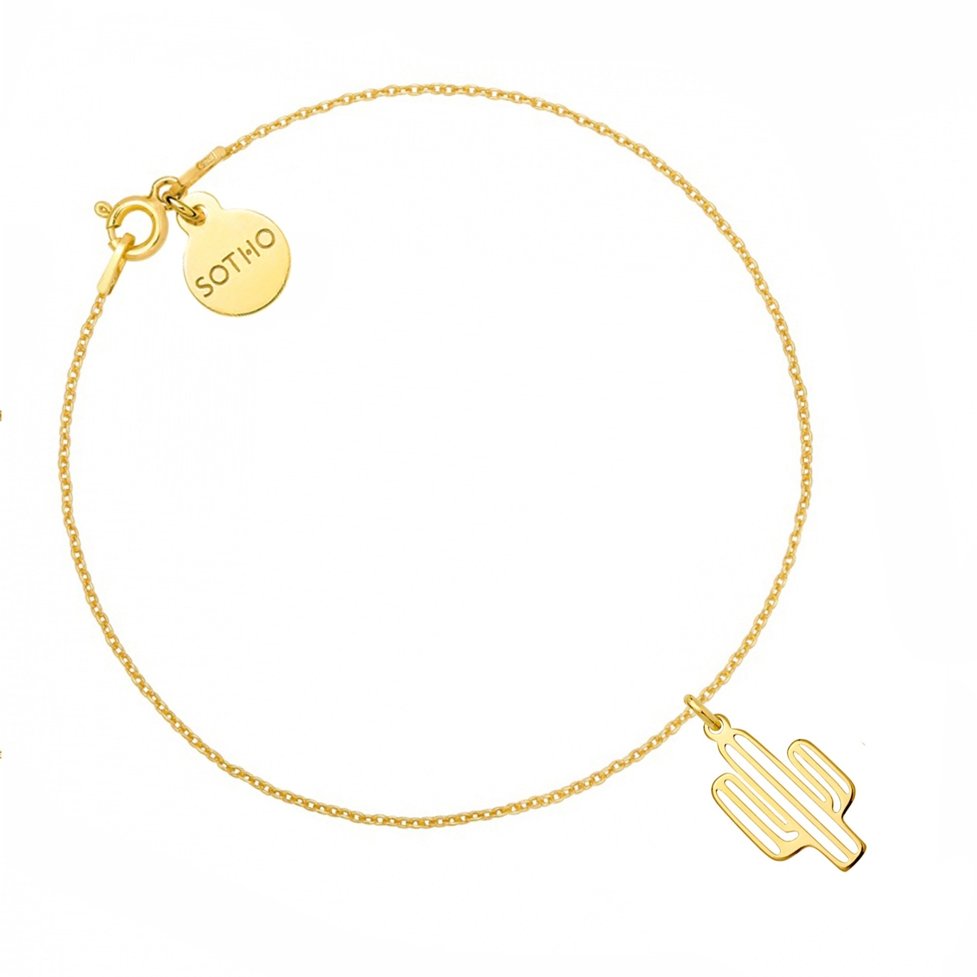 Złota bransoletka z kaktusem