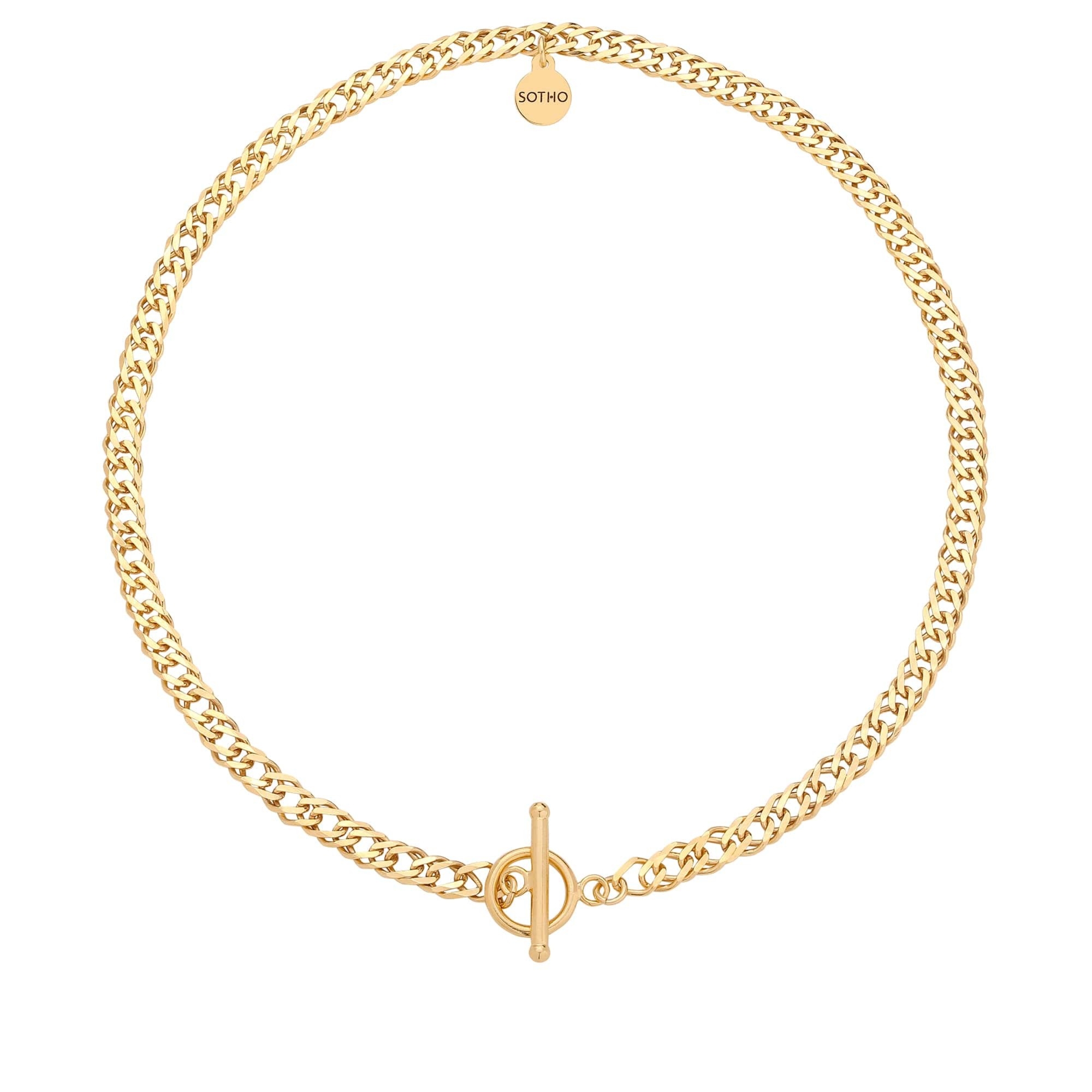 Złoty masywny łańcuch z ozdobnym zapięciem : Długość - 45 cm