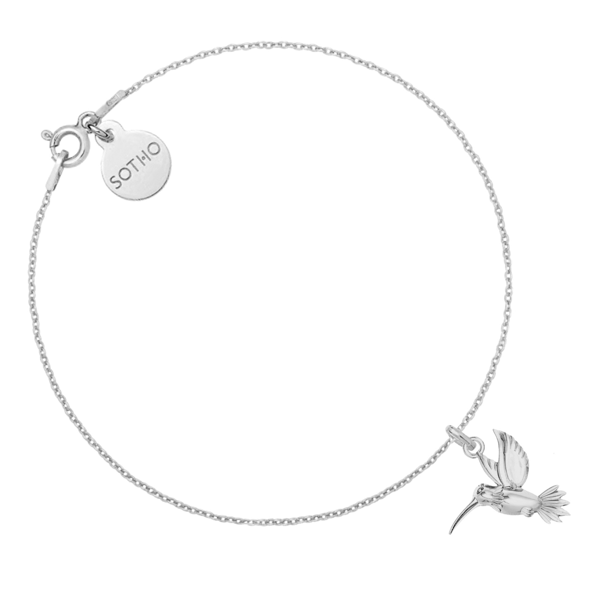 Srebrna bransoletka z kolibrem