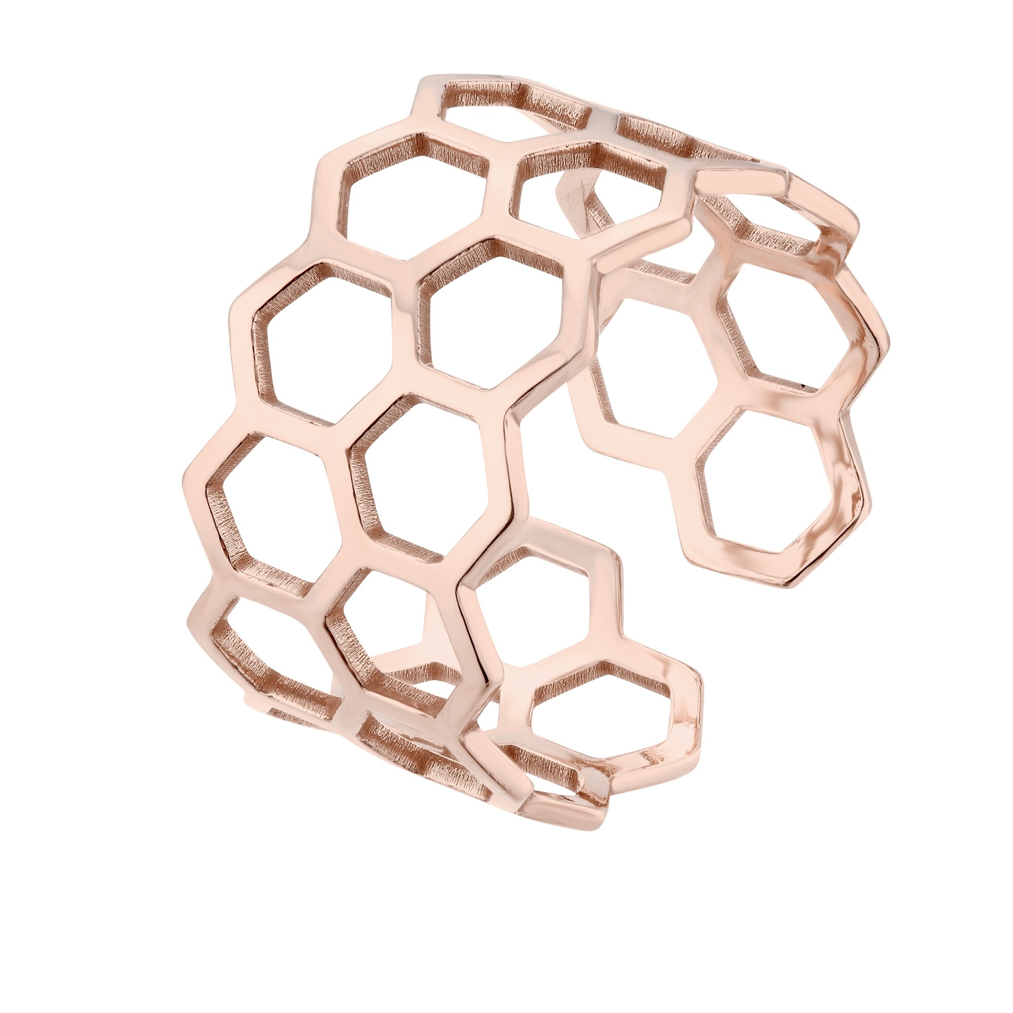 Gruba ażurowa obrączka z różowego złota