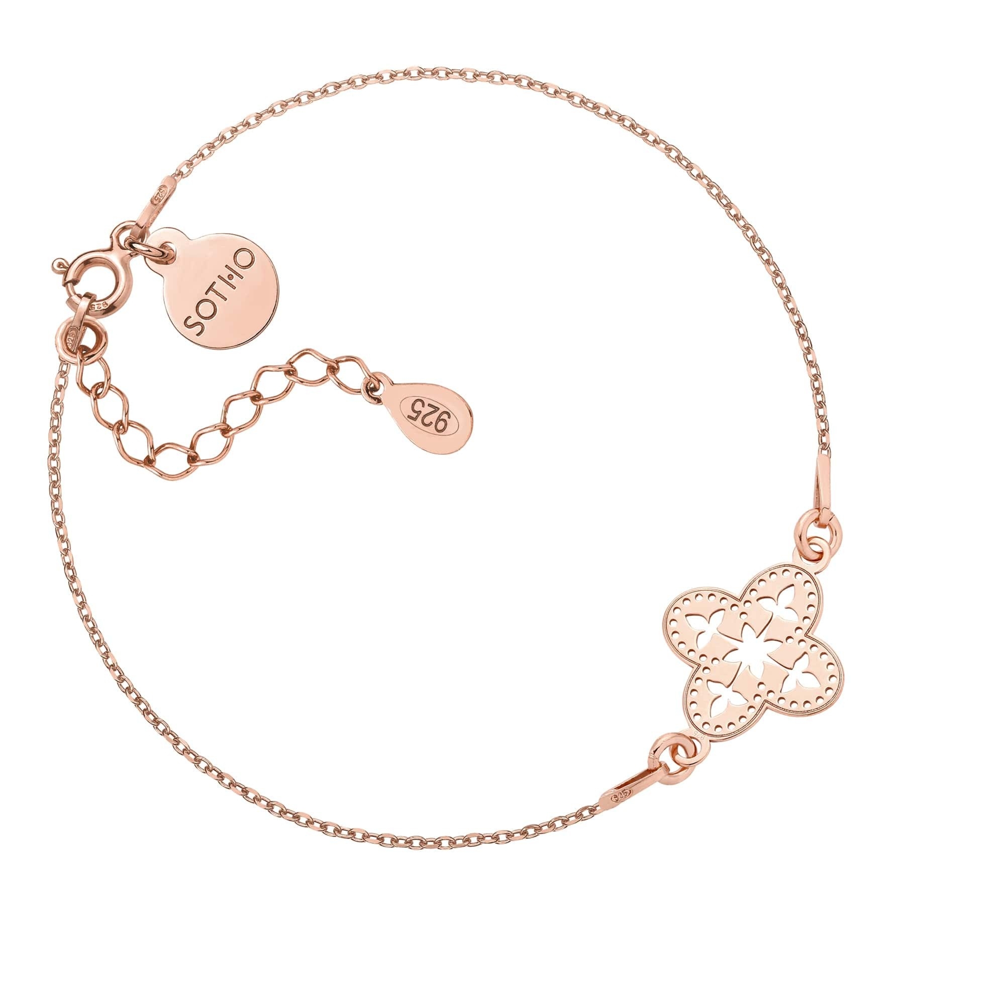 Bransoletka z różowego złota z ażurową rozetką