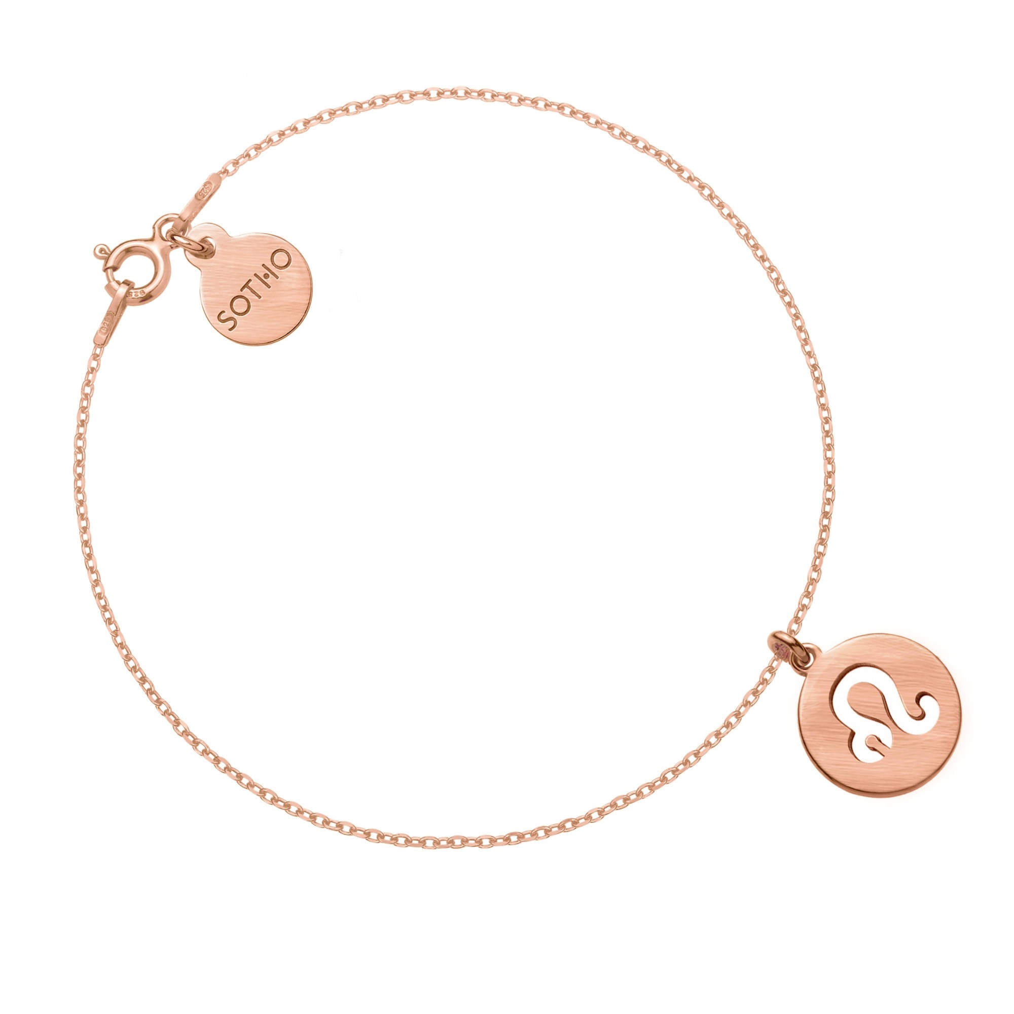 Matowa bransoletka z zodiakiem Lwa z różowego złota