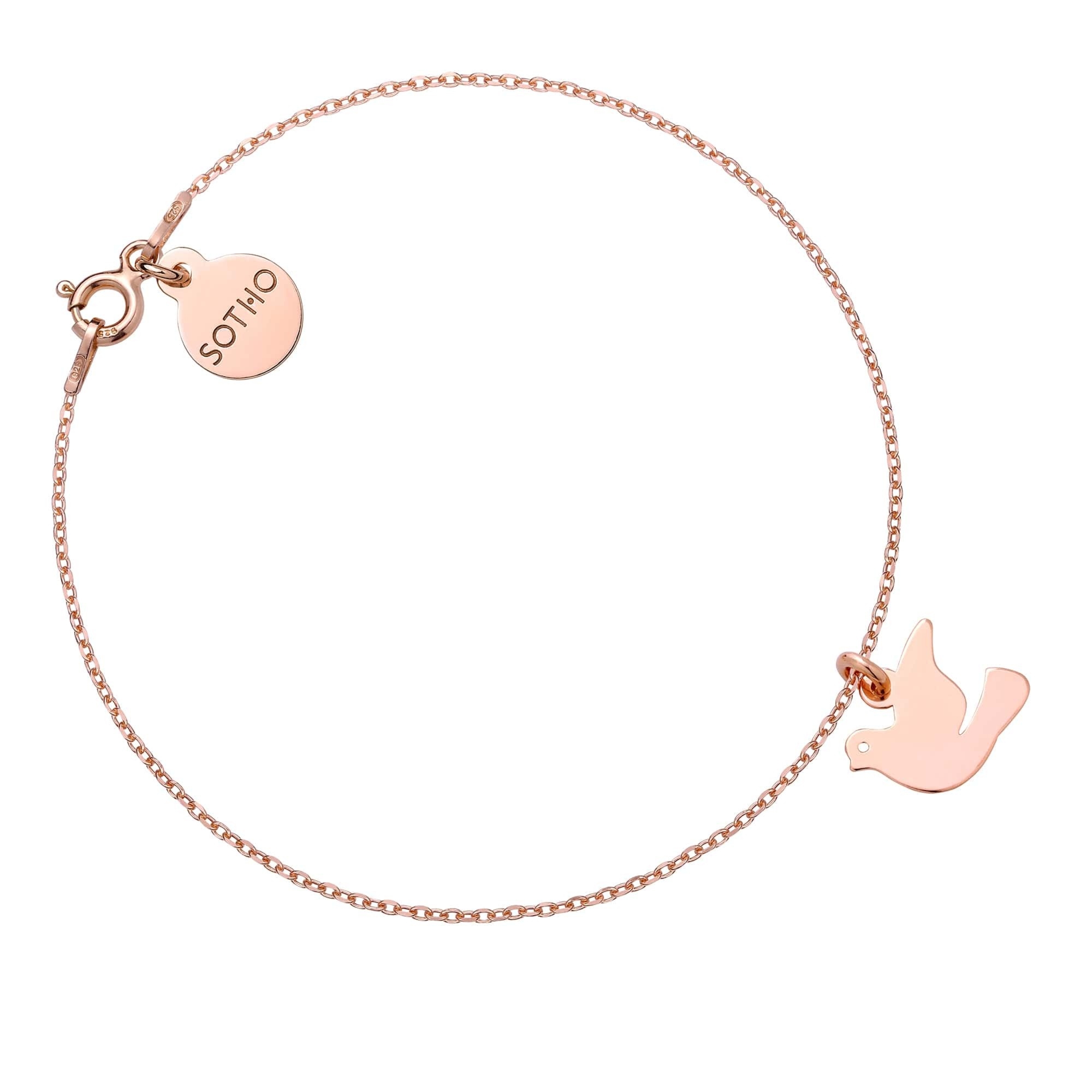 Bransoletka z różowego złota z gołębiem