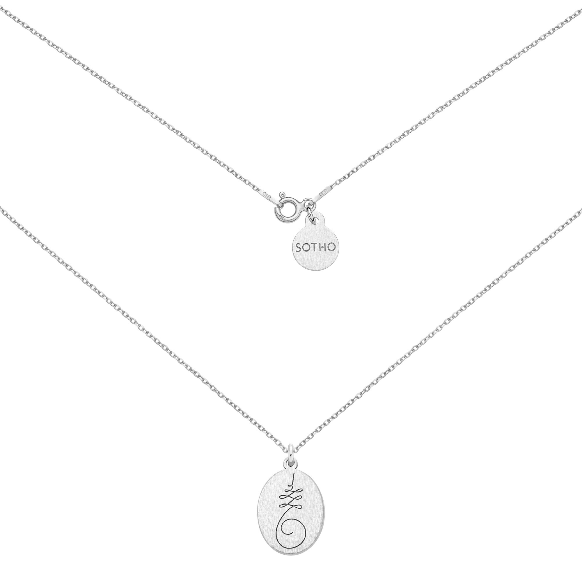 Srebrny medalion z symbolem Unalome : Długość - 50 cm