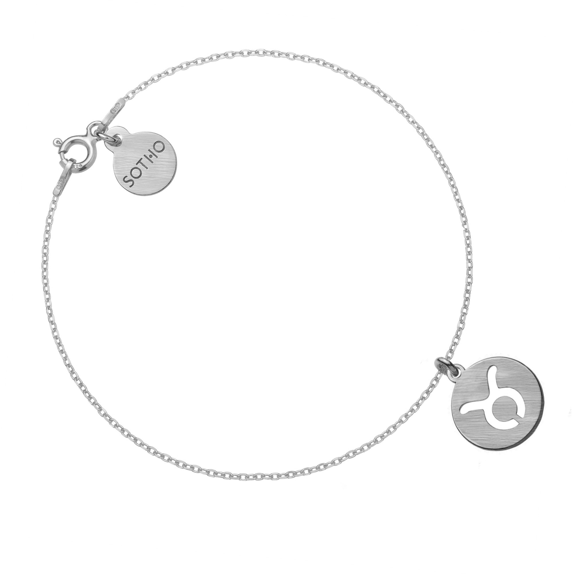 Srebrna matowa bransoletka z zodiakiem Byka