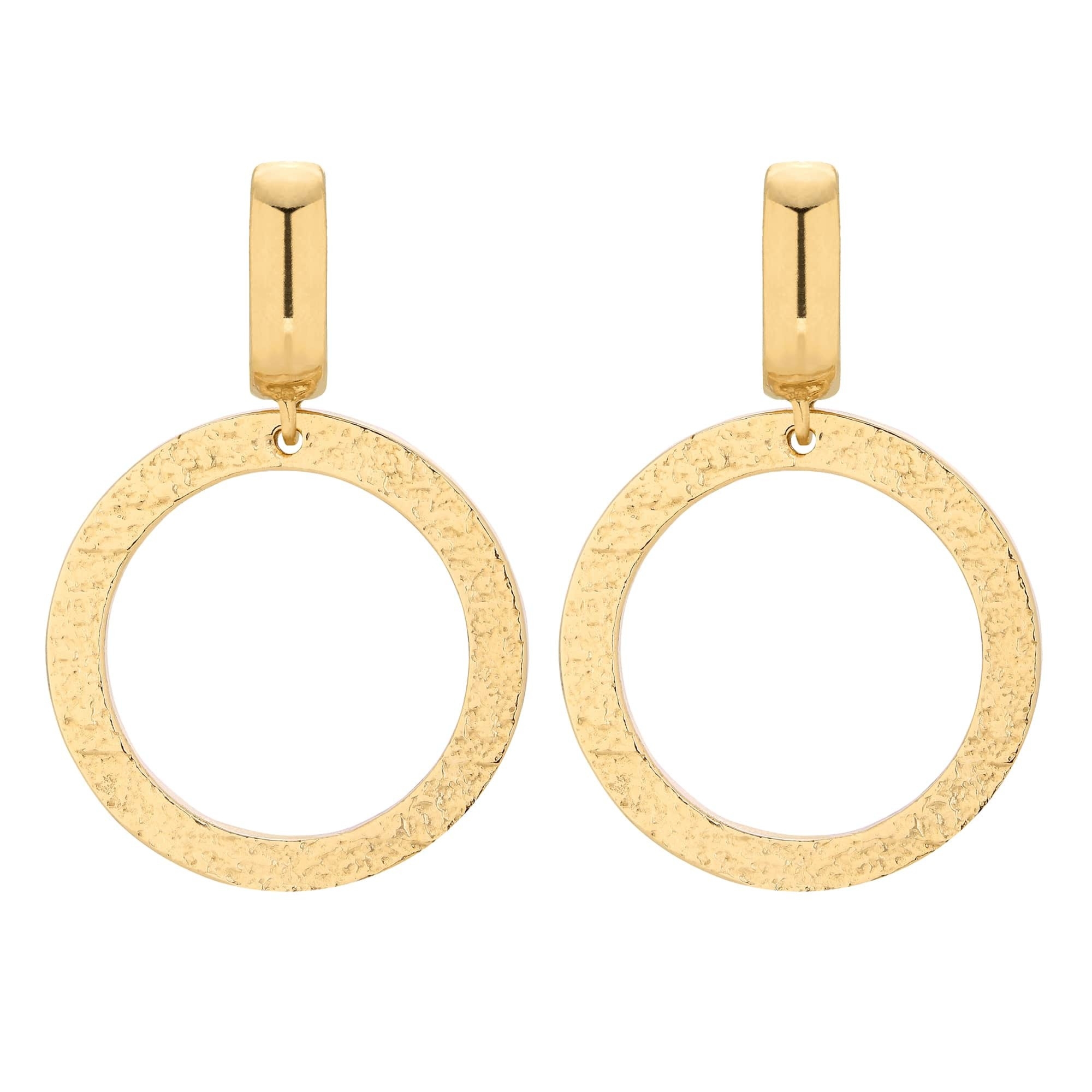 Złote duże kolczyki z chropowatymi kołami