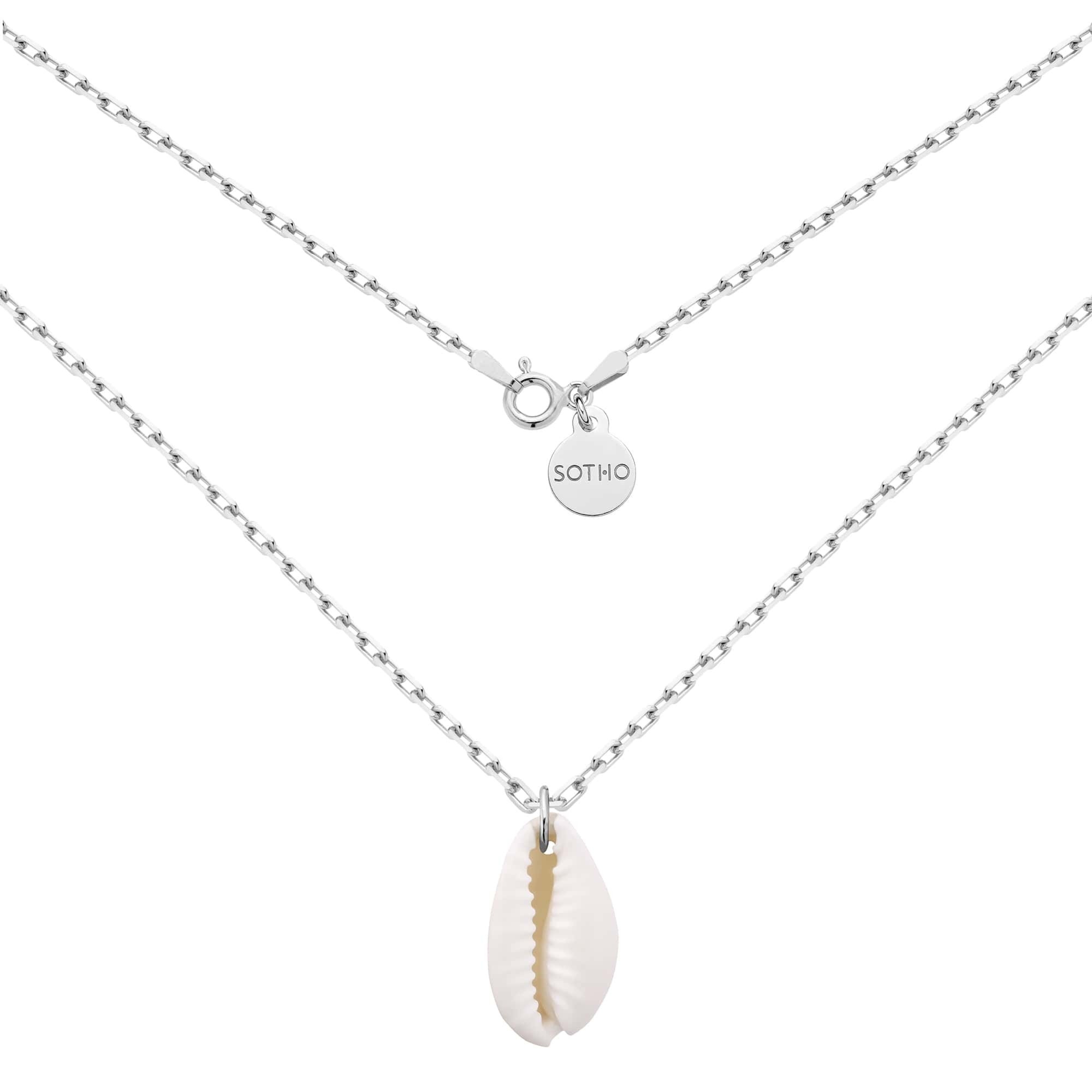 Srebrny masywny łańcuszek z muszelką : Długość - 50 cm