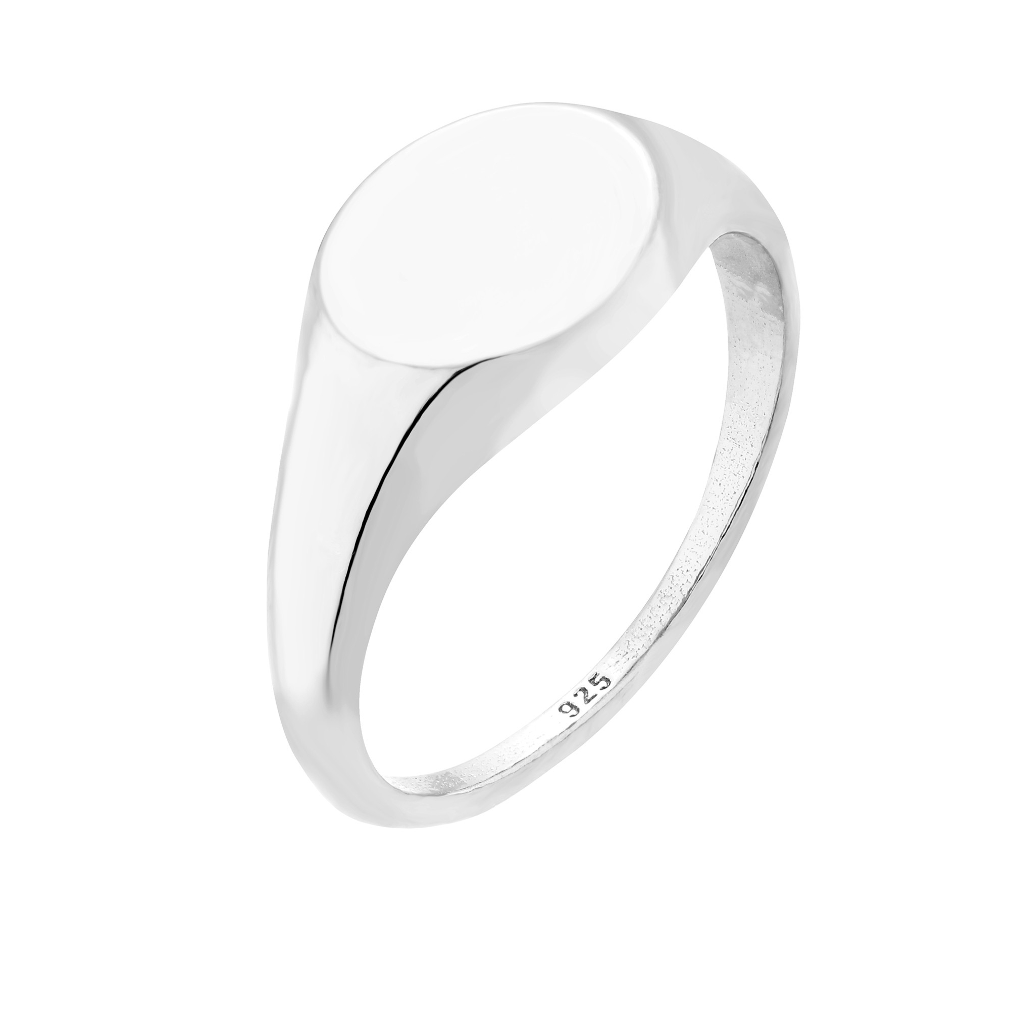 Srebrny owalny sygnet : pierścionki - 18