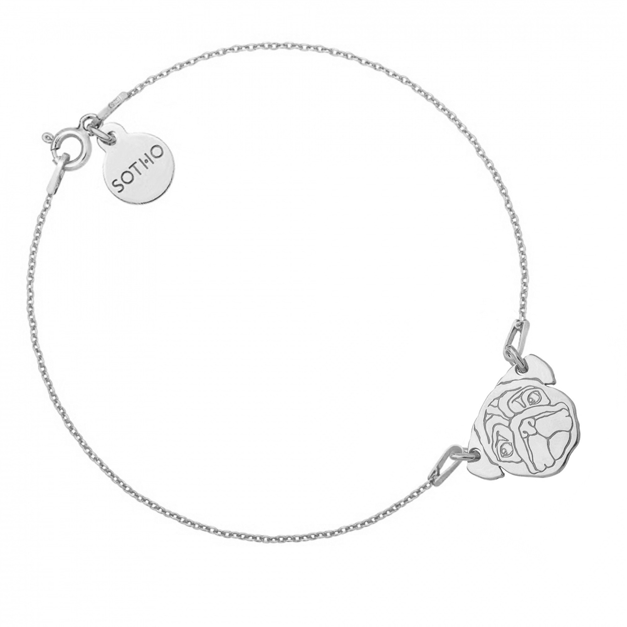 Srebrna bransoletka z mopsem