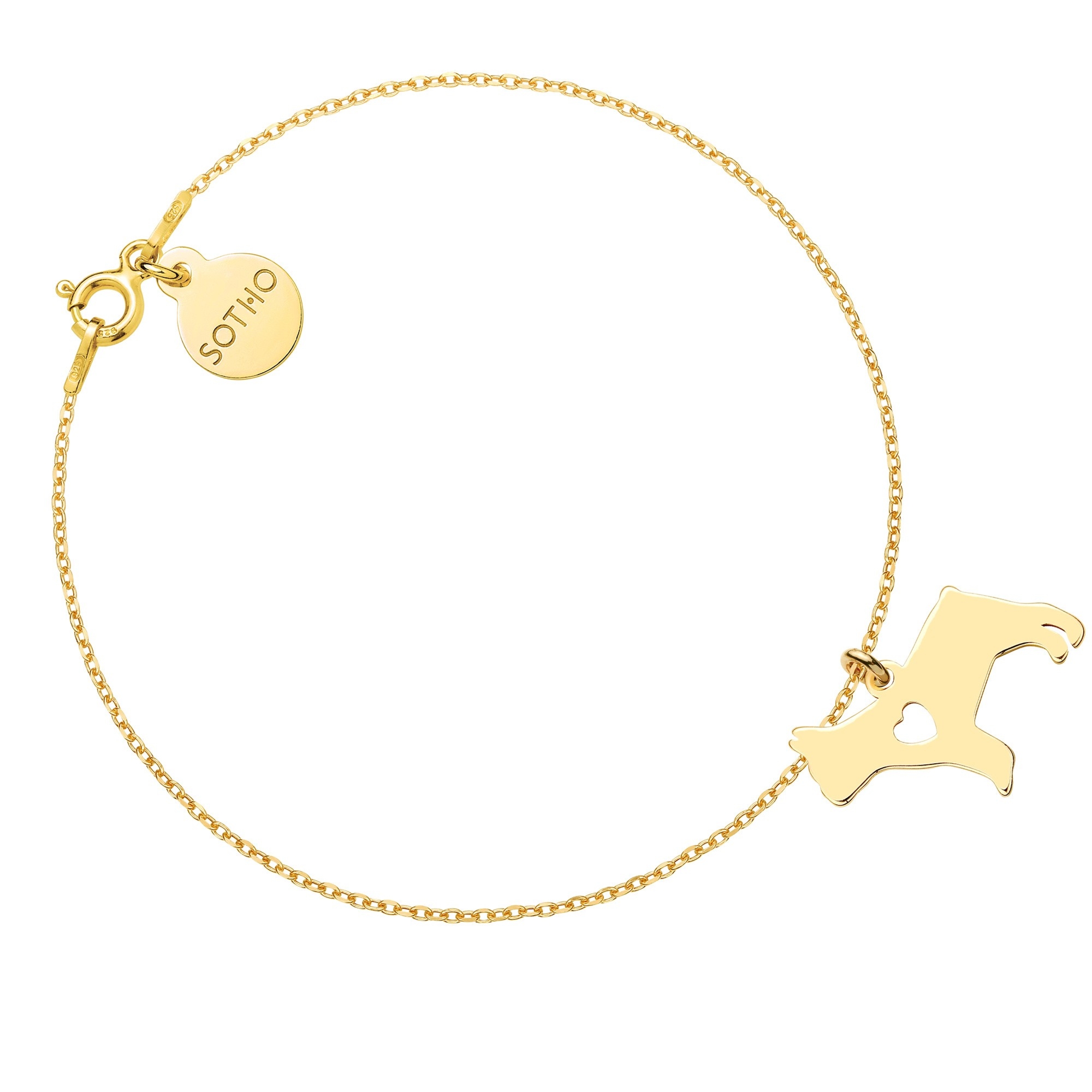 Złota bransoletka z psem rasy buldog francuski