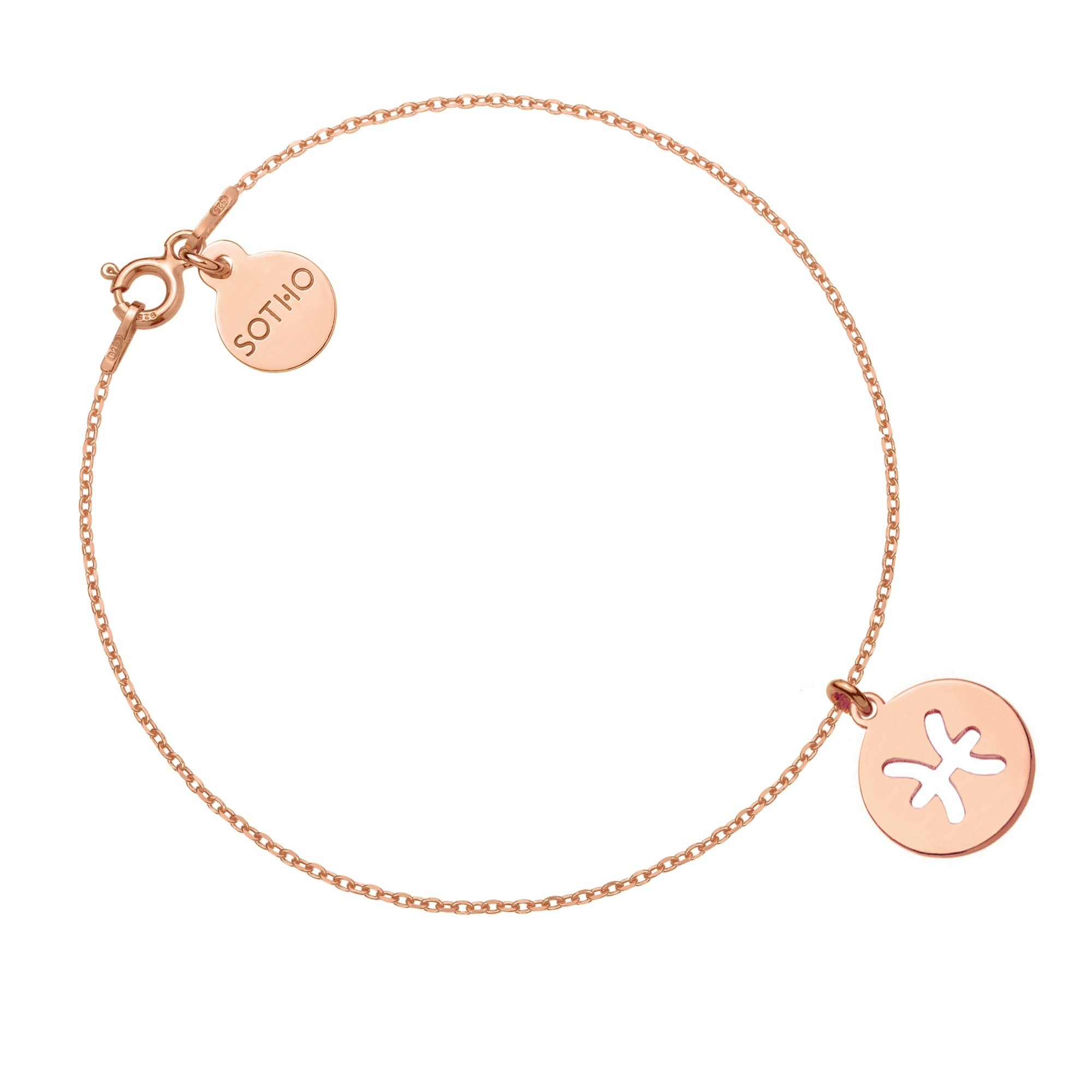 Bransoletka z zodiakiem Ryb z różowego złota