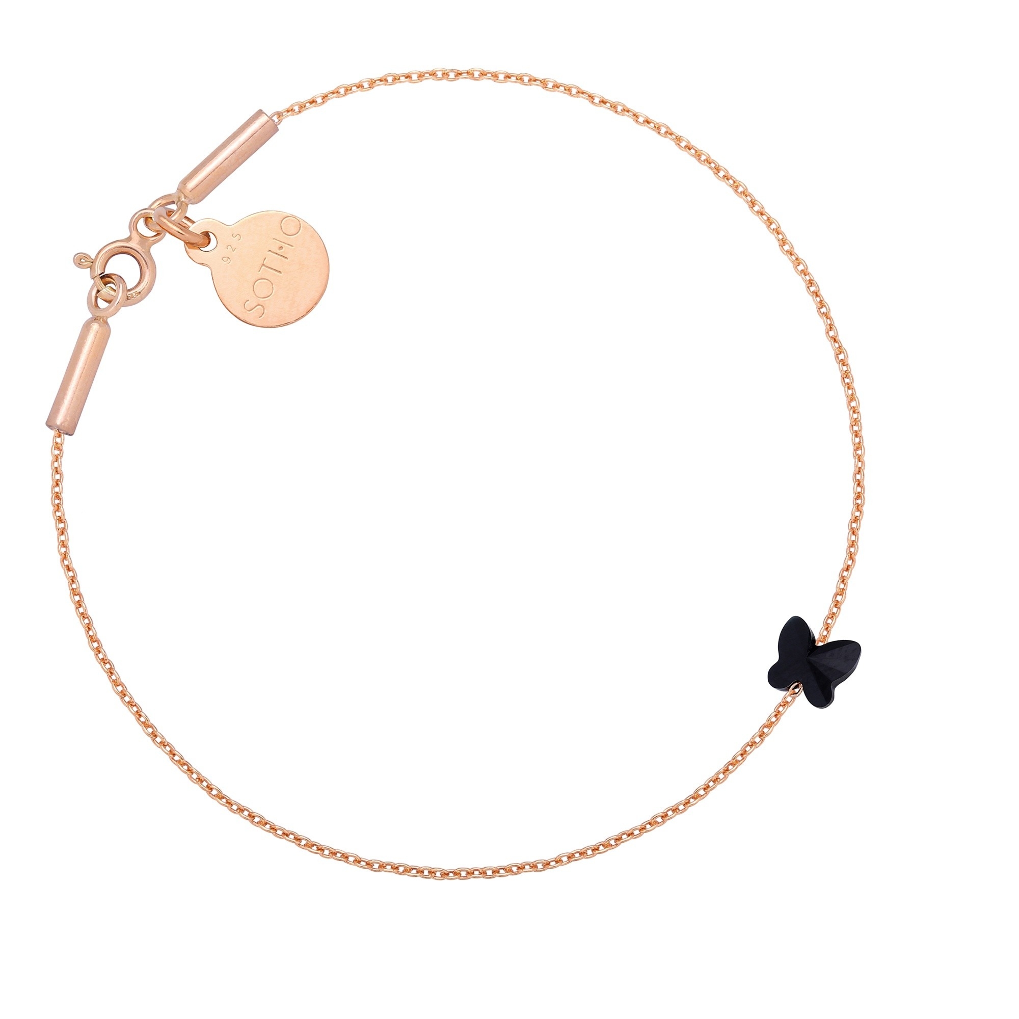 Bransoletka z różowego złota zdobiona czarnym motylkiem SWAROVSKI® CRYSTAL