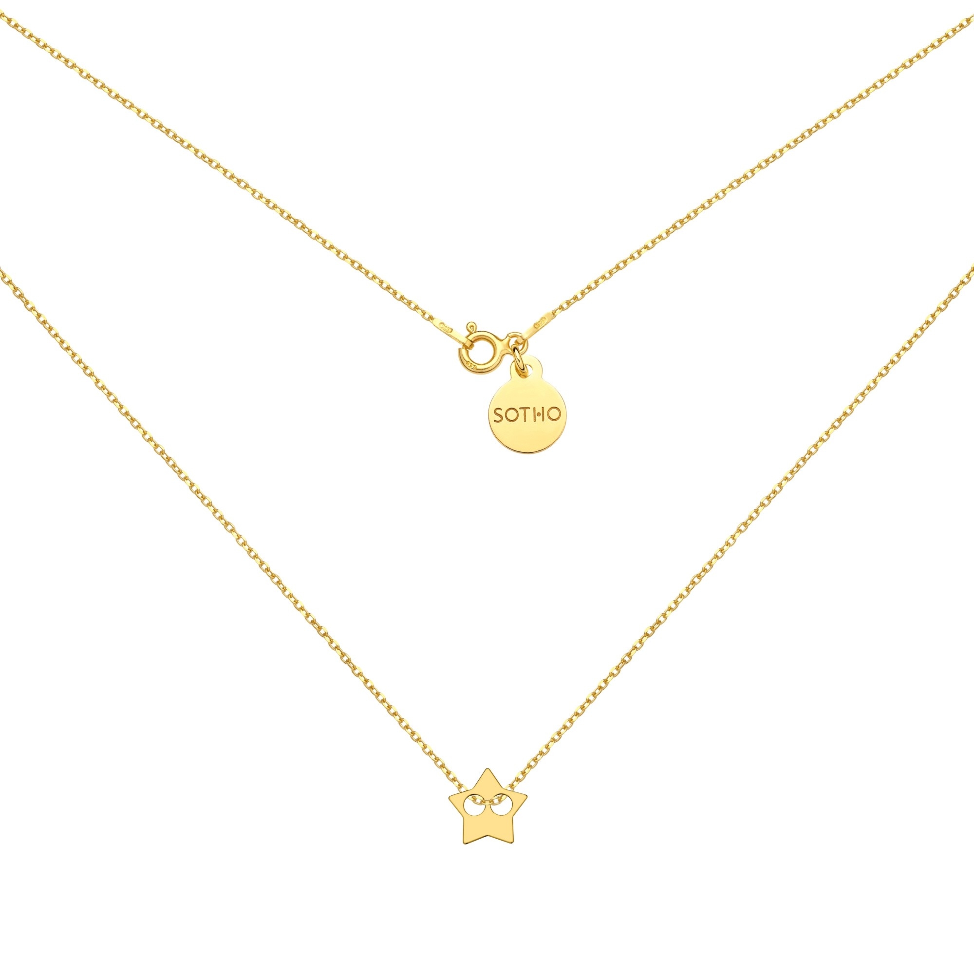 Złoty naszyjnik z gwiazdką : Długość - 50 cm
