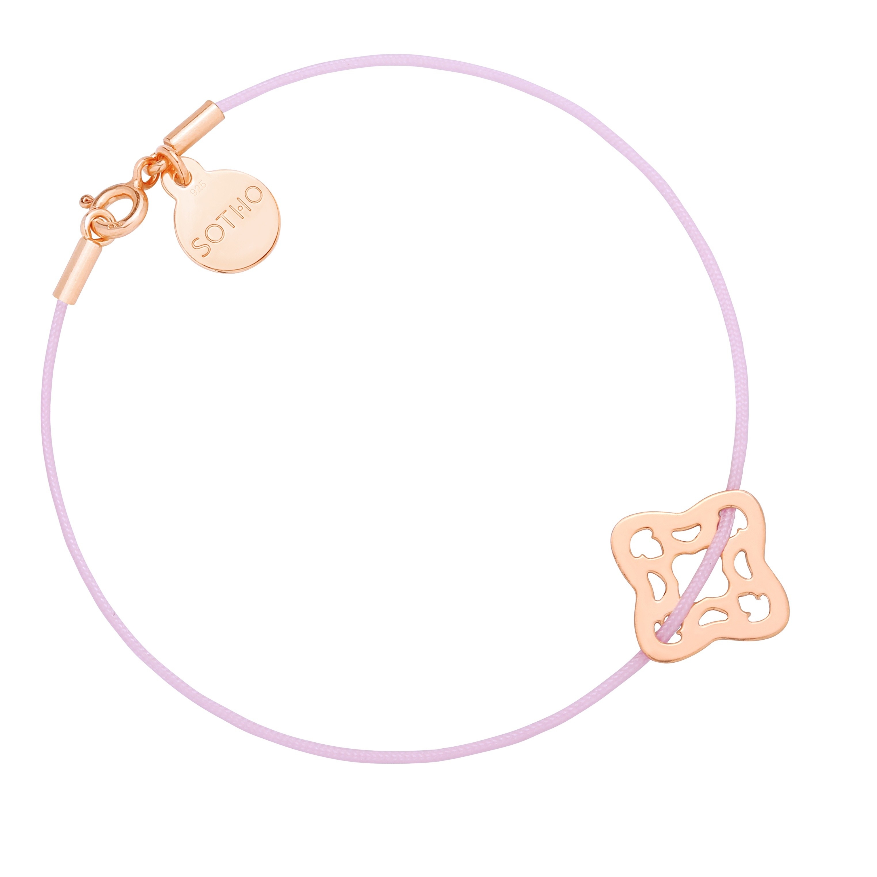 Liliowa sznurkowa bransoletka z arabską rozetką