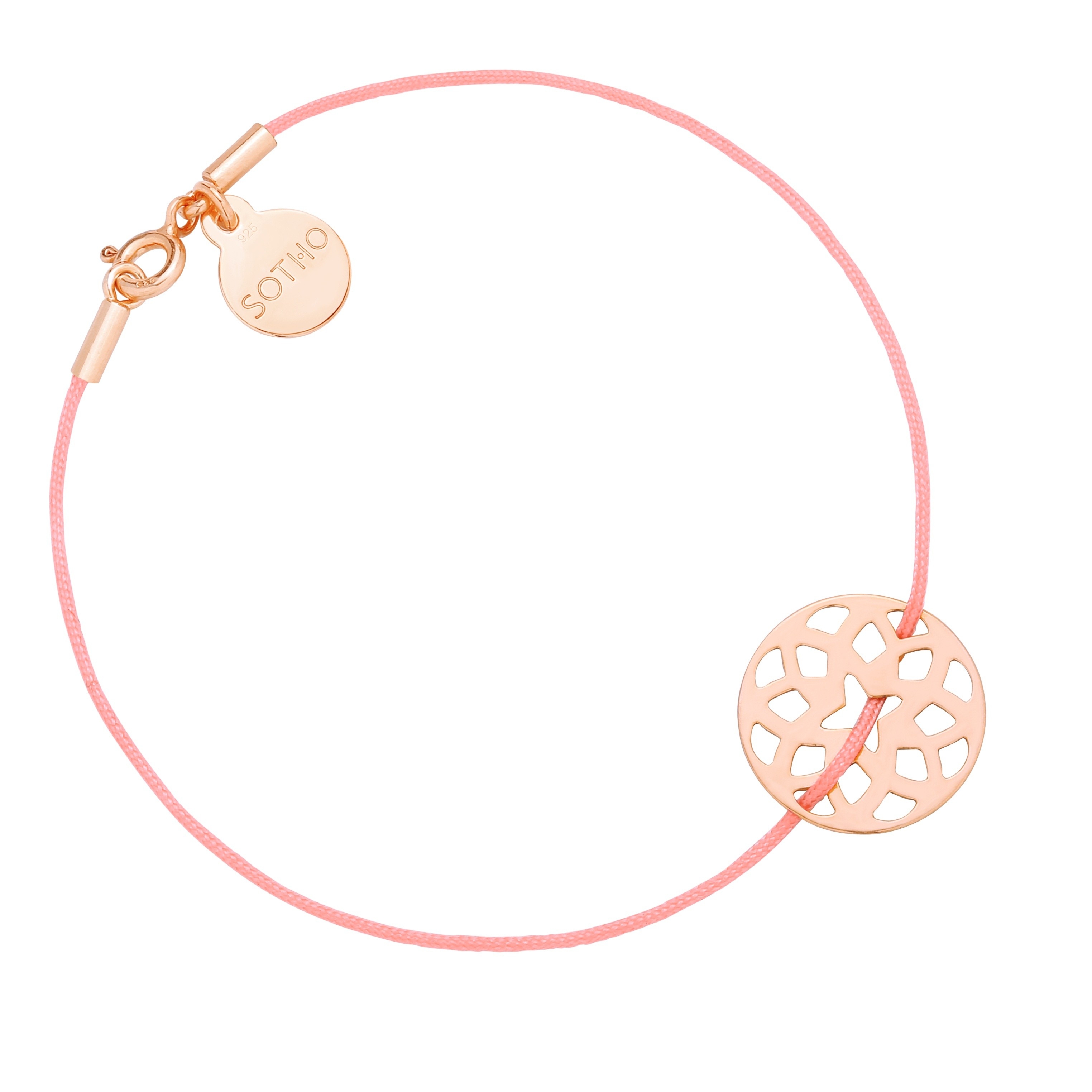 Łososiowa sznurkowa bransoletka z arabską rozetką